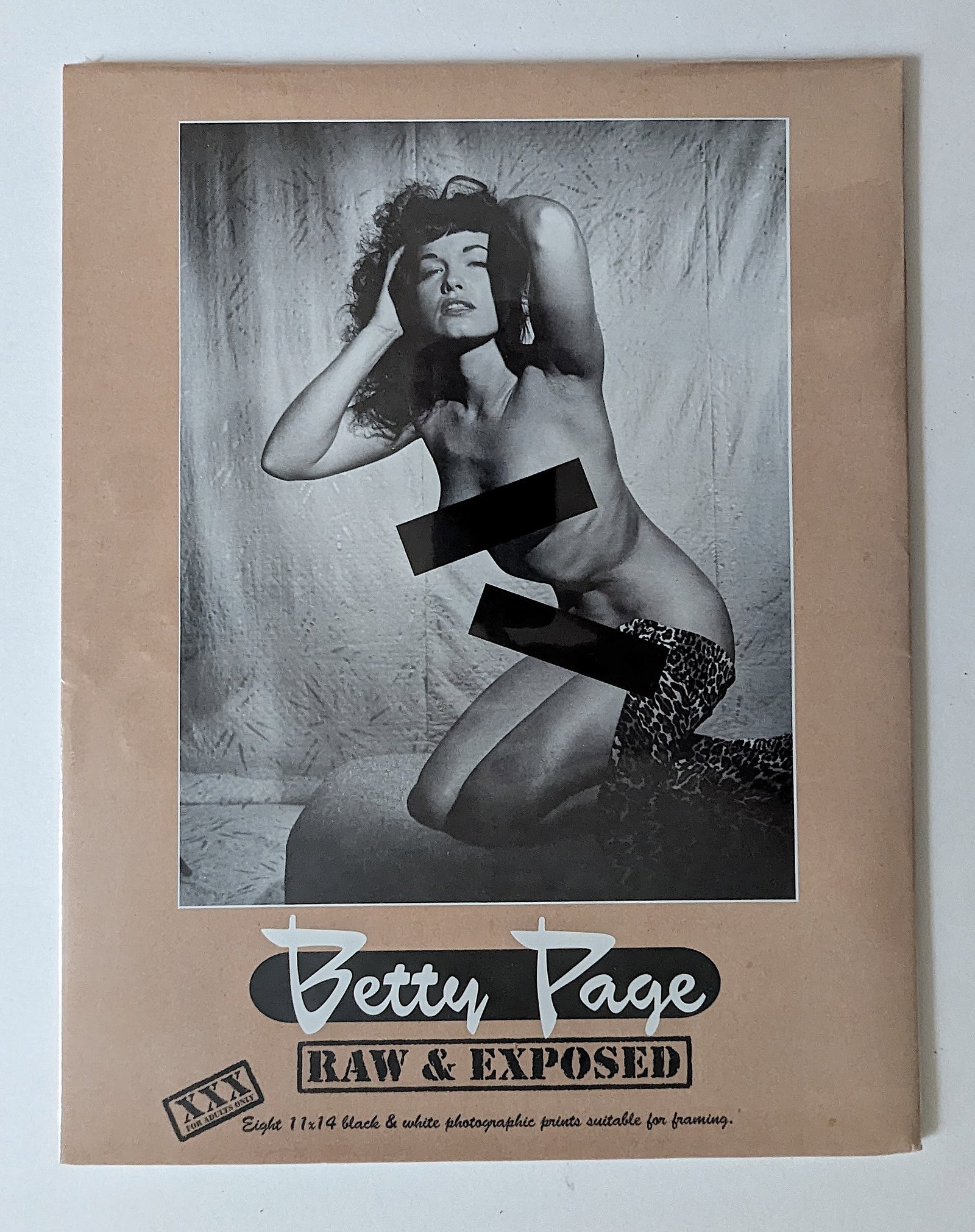 Original BETTY PAGE Raw & Exposed 8 Lithos 11" x 14": This lot is coming from Bunny Yeager's estate/archives. Linnea Eleanor "Bunny" Yeager (March 13, 1929 - May 24, 2014) was an American photographer and pin-up model. She met Bettie Page in 1954, and to