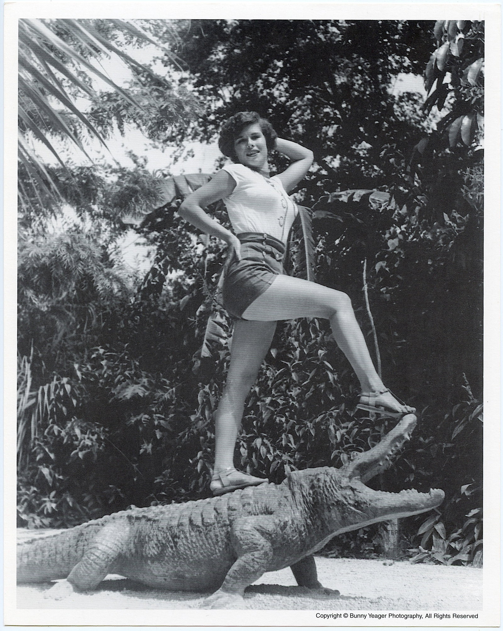Original BUNNY YEAGER Pin-Up Litho ALLIGATOR: This lot is coming from Bunny Yeager's estate/archives. Linnea Eleanor "Bunny" Yeager (March 13, 1929 - May 24, 2014) was an American photographer and pin-up model. She met Bettie Page in 1954, and to