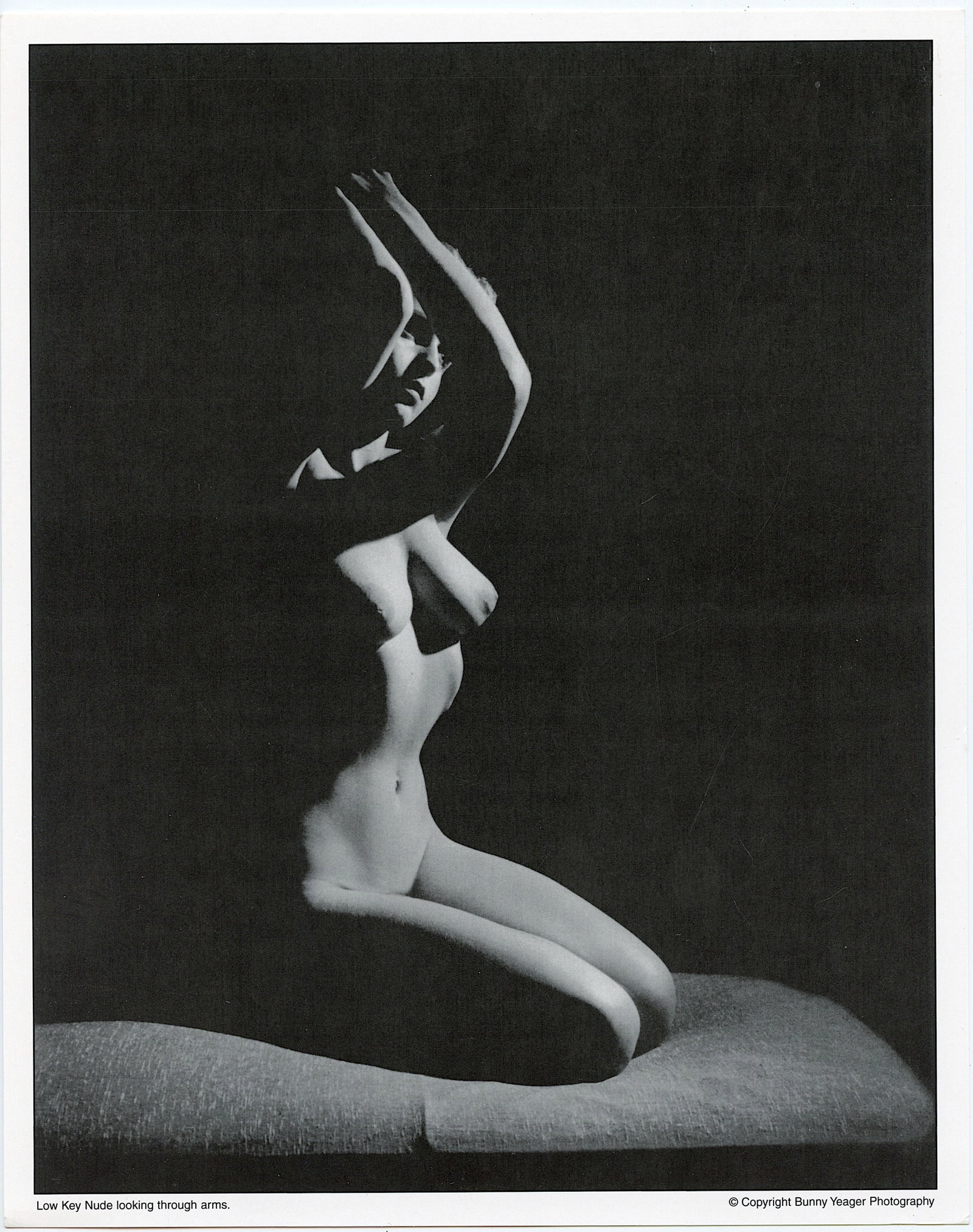 Original BUNNY YEAGER Pin-Up Litho LOW KEY: This lot is coming from Bunny Yeager's estate/archives. Linnea Eleanor "Bunny" Yeager (March 13, 1929 - May 24, 2014) was an American photographer and pin-up model. She met Bettie Page in 1954, and to