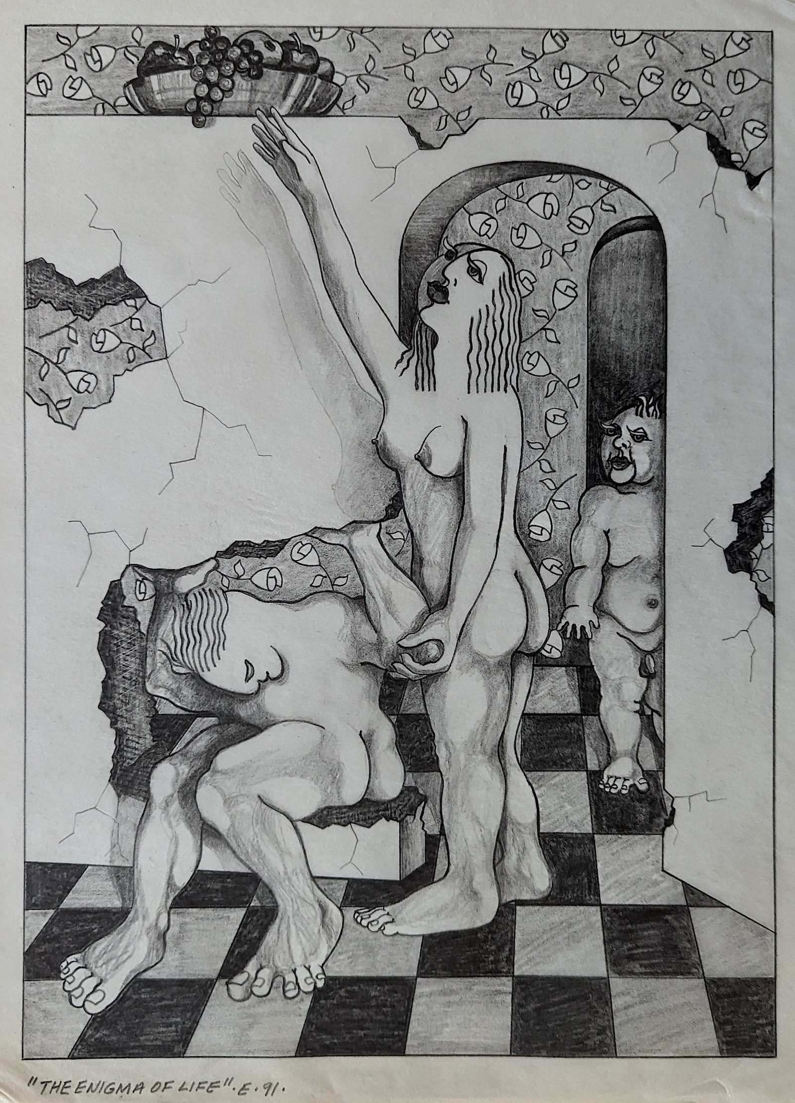 Vintage Original Crayon Drawing on Paper After PICASSO / MATISSE: The provenance of this lot is from the estate of a decesaed collector in Miami Beach. The dimensions are Approx. 15.55" x 12". We have included quality scans to show it's actual condition. This lot is