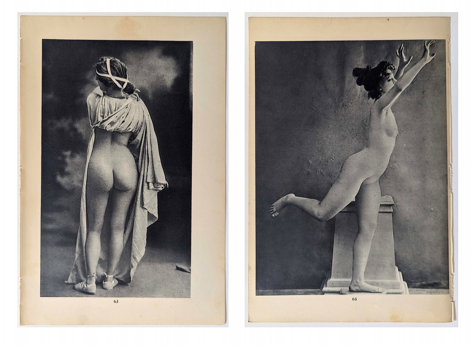 Antique 1930 Double Sided French Heliogravure Artistic Nude: The provenance of this lot is from the state of a collector in Paris, France. The paper dimensions are Approx. 10.60" x 7". We have included quality scans to show it's actual condition. This lot is lo