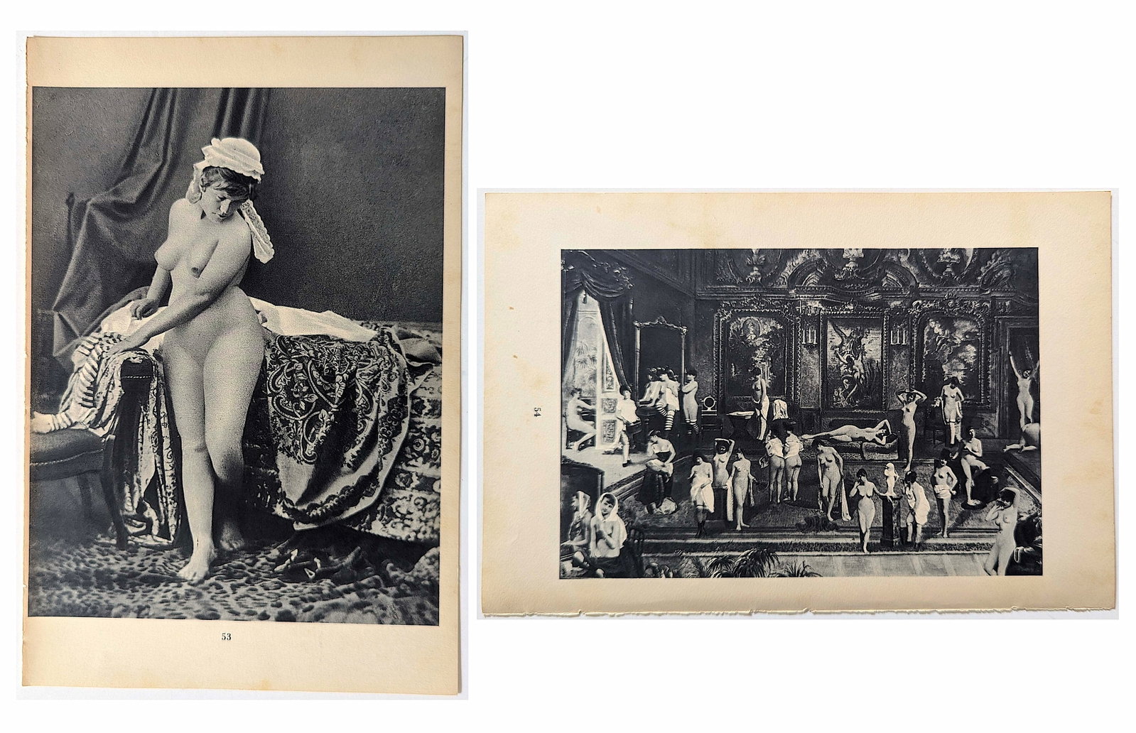 Antique 1930 Double Sided French Heliogravure Artistic Nude: The provenance of this lot is from the state of a collector in Paris, France. The paper dimensions are Approx. 10.60" x 7". We have included quality scans to show it's actual condition. This lot is lo