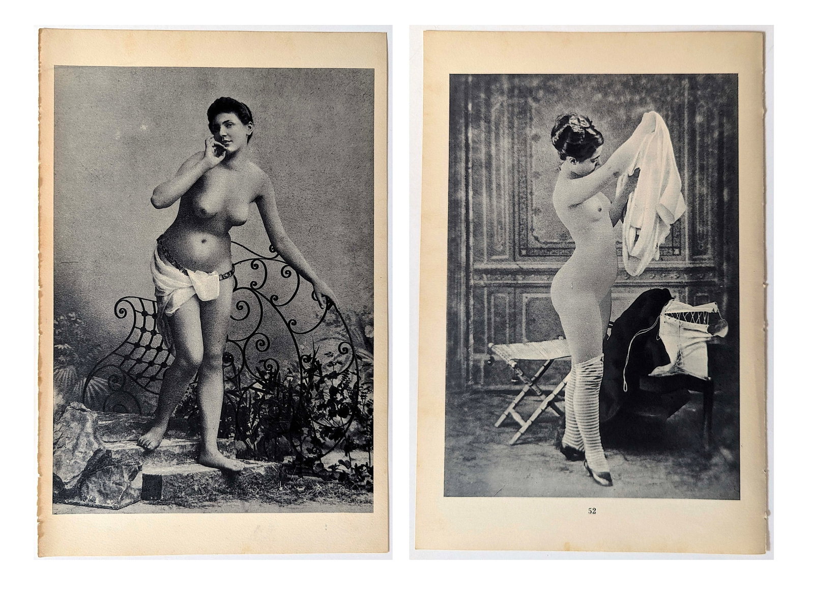 Antique 1930 Double Sided French Heliogravure Artistic Nude: The provenance of this lot is from the state of a collector in Paris, France. The paper dimensions are Approx. 10.60" x 7". We have included quality scans to show it's actual condition. This lot is lo