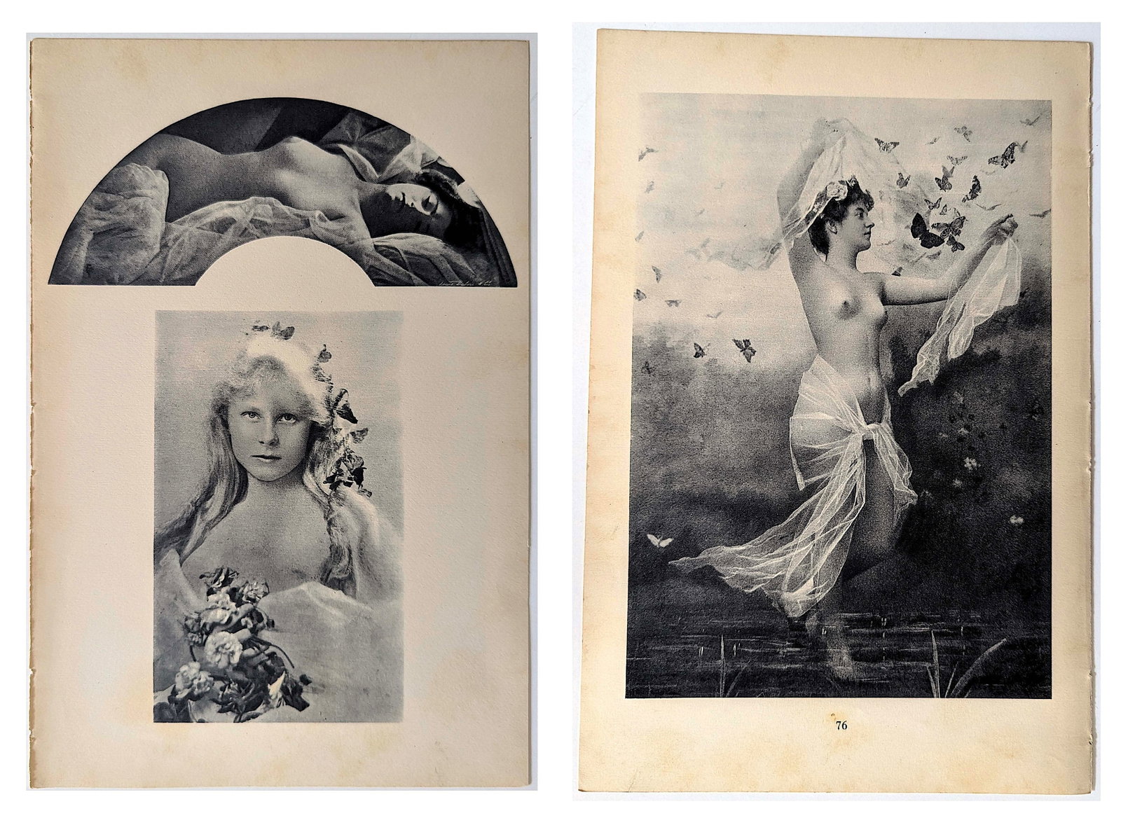 Antique 1930 Double Sided French Heliogravure Artistic Nude: The provenance of this lot is from the state of a collector in Paris, France. The paper dimensions are Approx. 10.60" x 7". We have included quality scans to show it's actual condition. This lot is lo