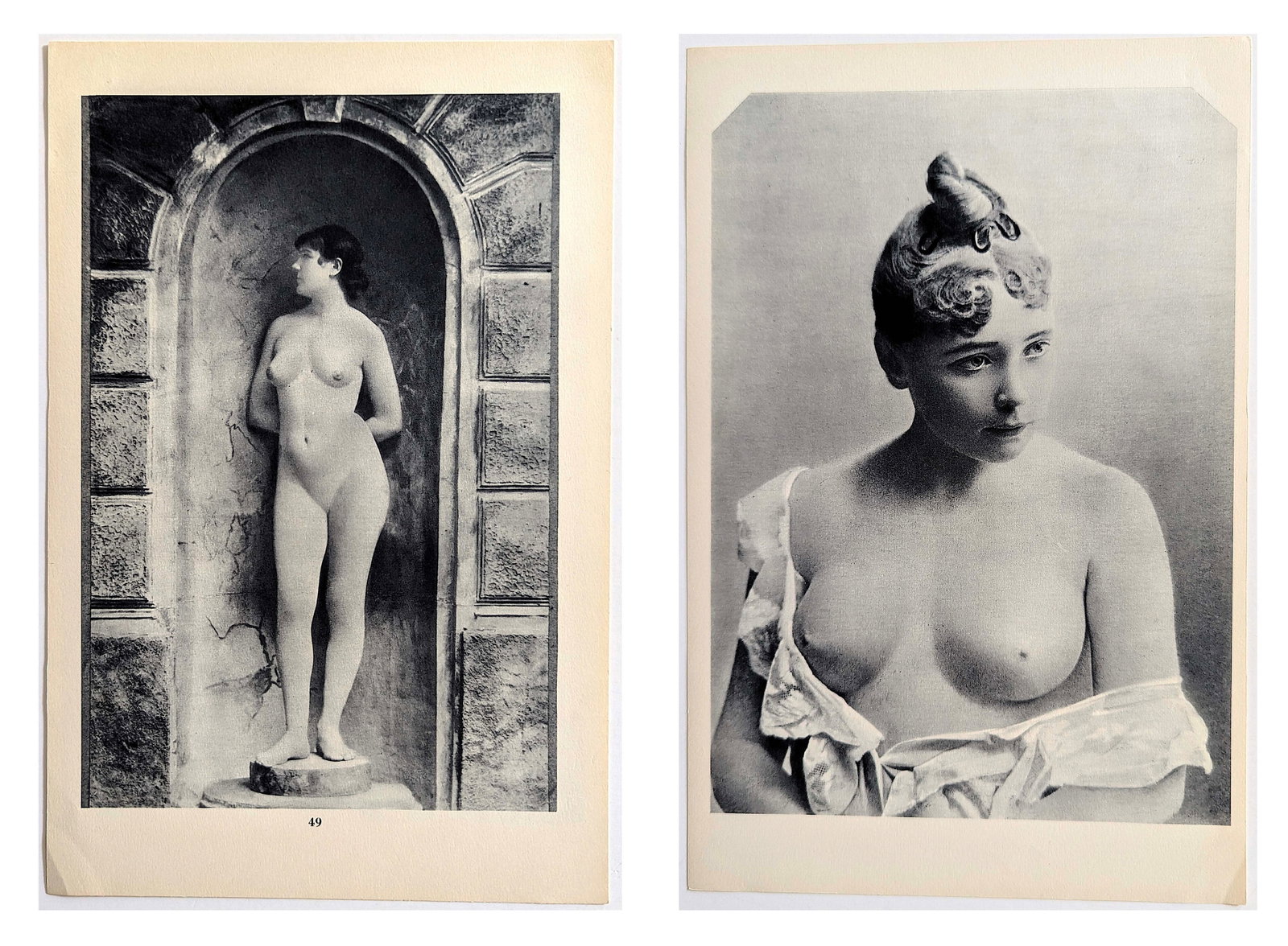 Antique 1930 Double Sided French Heliogravure Artistic Nude: The provenance of this lot is from the state of a collector in Paris, France. The paper dimensions are Approx. 10.60" x 7". We have included quality scans to show it's actual condition. This lot is lo