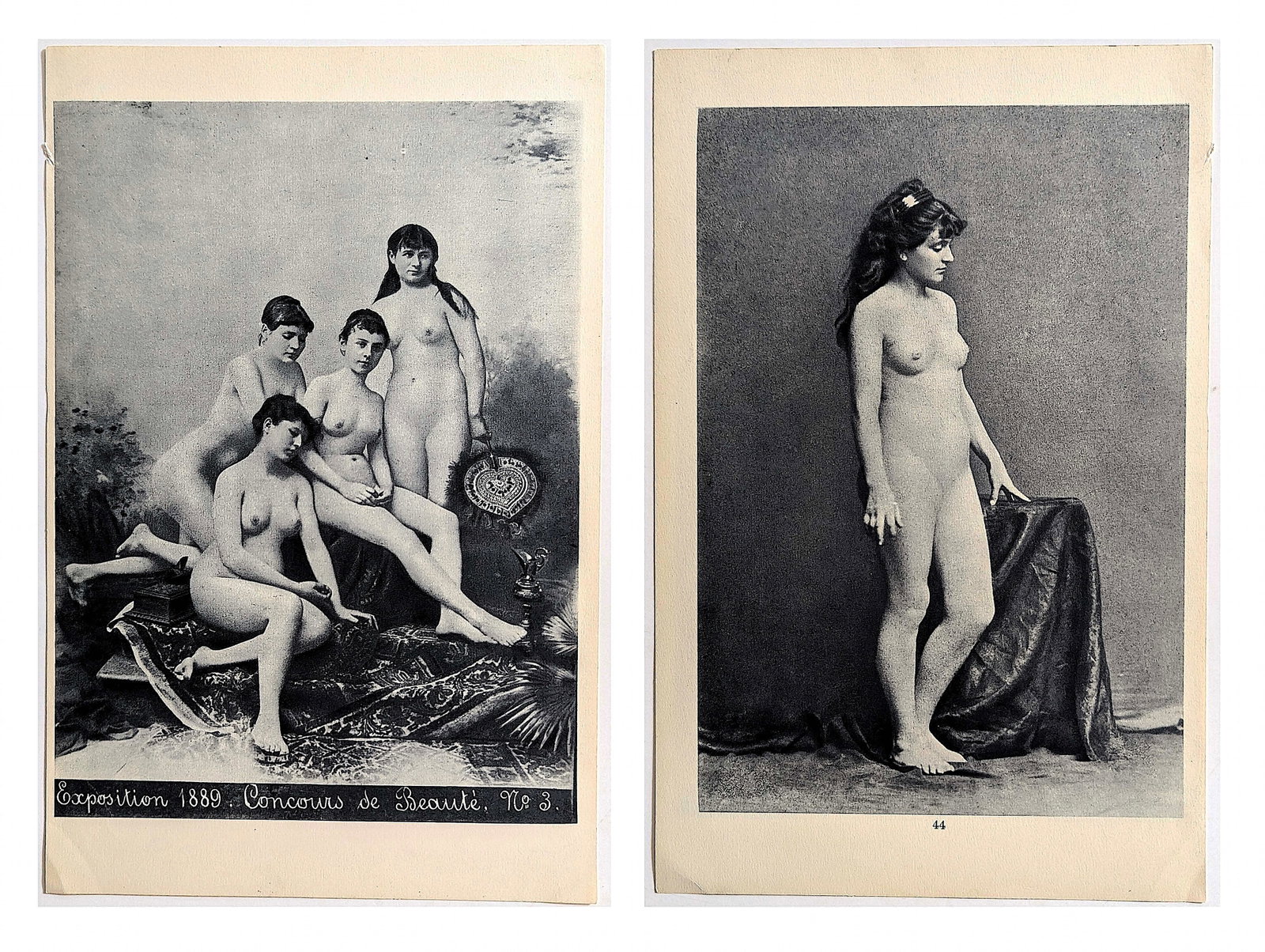 Antique 1930 Double Sided French Heliogravure Artistic Nude: The provenance of this lot is from the state of a collector in Paris, France. The paper dimensions are Approx. 10.60" x 7". We have included quality scans to show it's actual condition. This lot is lo