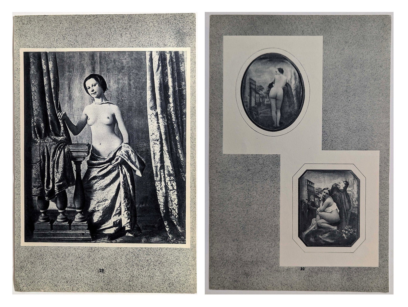 Antique 1930 Double Sided French Heliogravure Artistic Nude: The provenance of this lot is from the state of a collector in Paris, France. The paper dimensions are Approx. 10.60" x 7". We have included quality scans to show it's actual condition. This lot is lo