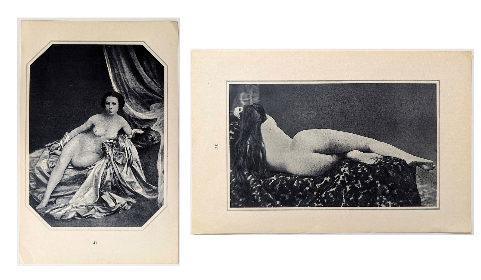 Antique 1930 Double Sided French Heliogravure Artistic Nude: The provenance of this lot is from the state of a collector in Paris, France. The paper dimensions are Approx. 10.60" x 7". We have included quality scans to show it's actual condition. This lot is lo