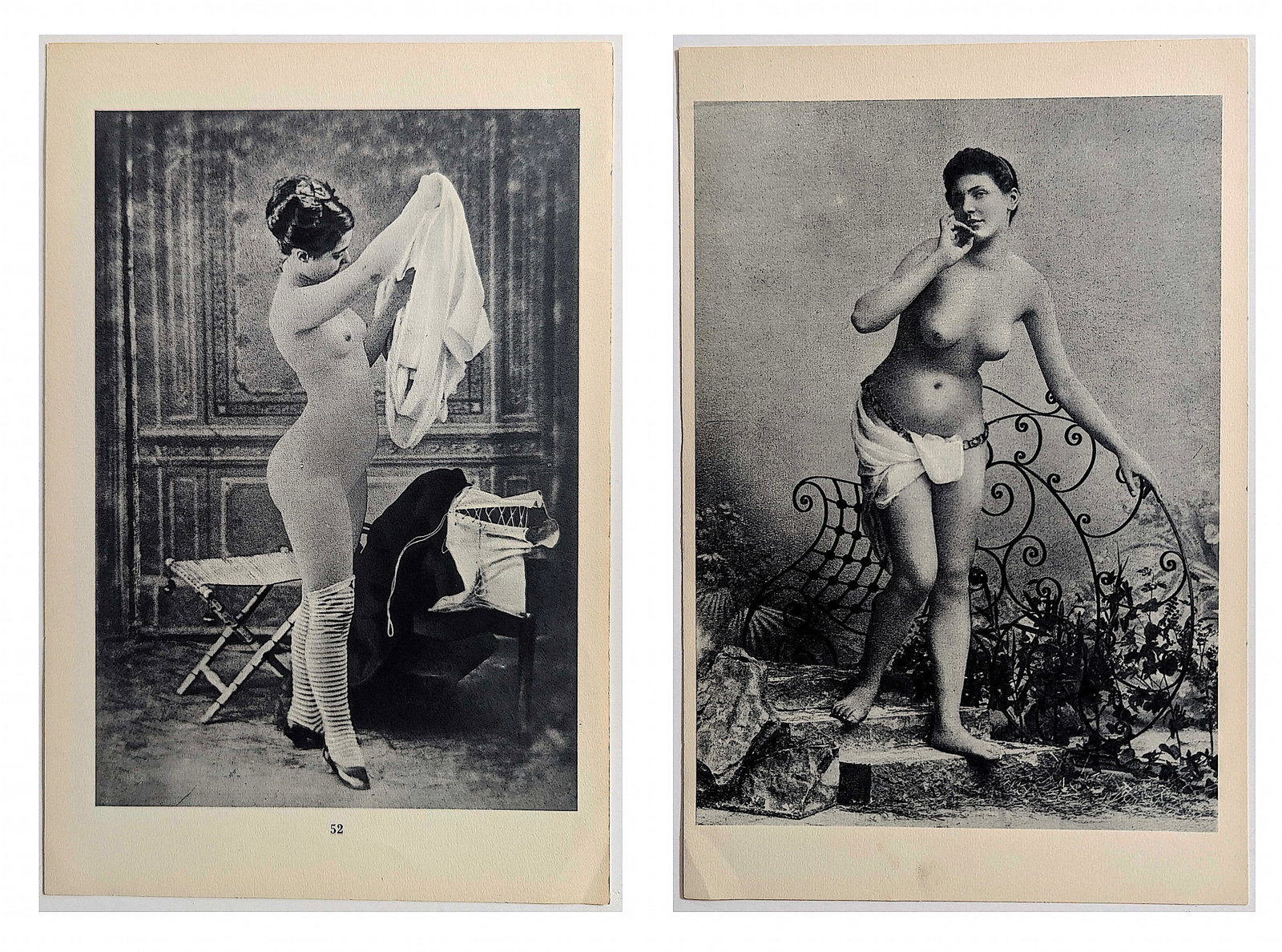 Antique 1930 Double Sided French Heliogravure Artistic Nude: The provenance of this lot is from the state of a collector in Paris, France. The paper dimensions are Approx. 10.60" x 7". We have included quality scans to show it's actual condition. This lot is lo