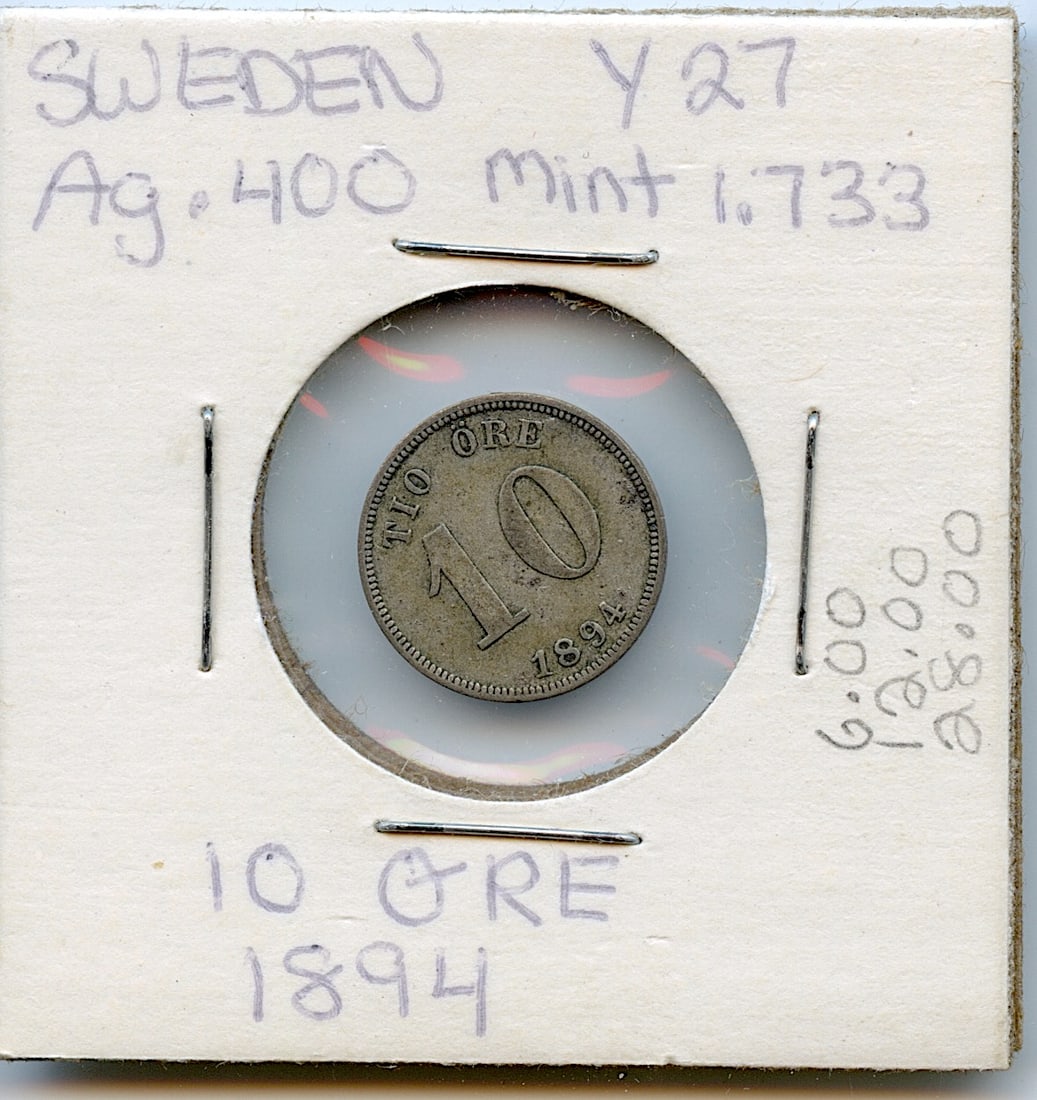 Collectors Circulated Coin Sweden 10 Ore 1894: Provenance from a deceased Collector in South Florida. We have included quality images to show it's actual condition. This lot is located in Boca Raton, Fl and its shipment will be made directly by Ar