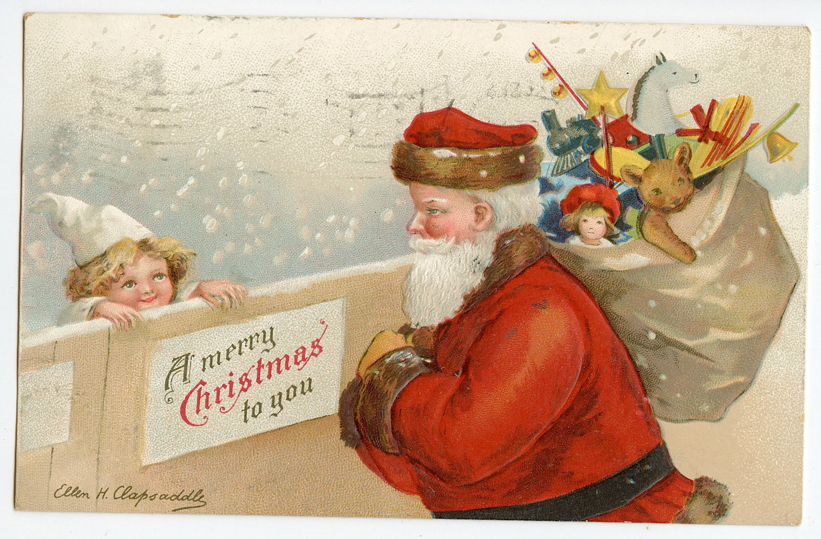 Vintage Ephemera Original Postcard Collectors Christmas Noel: Provenance from a deceased collector in South Florida. We have included quality images to show it's actual condition. The dimensions are Approx. 3.5" x 5.5". This lot is located in Boca Raton, Fl and 