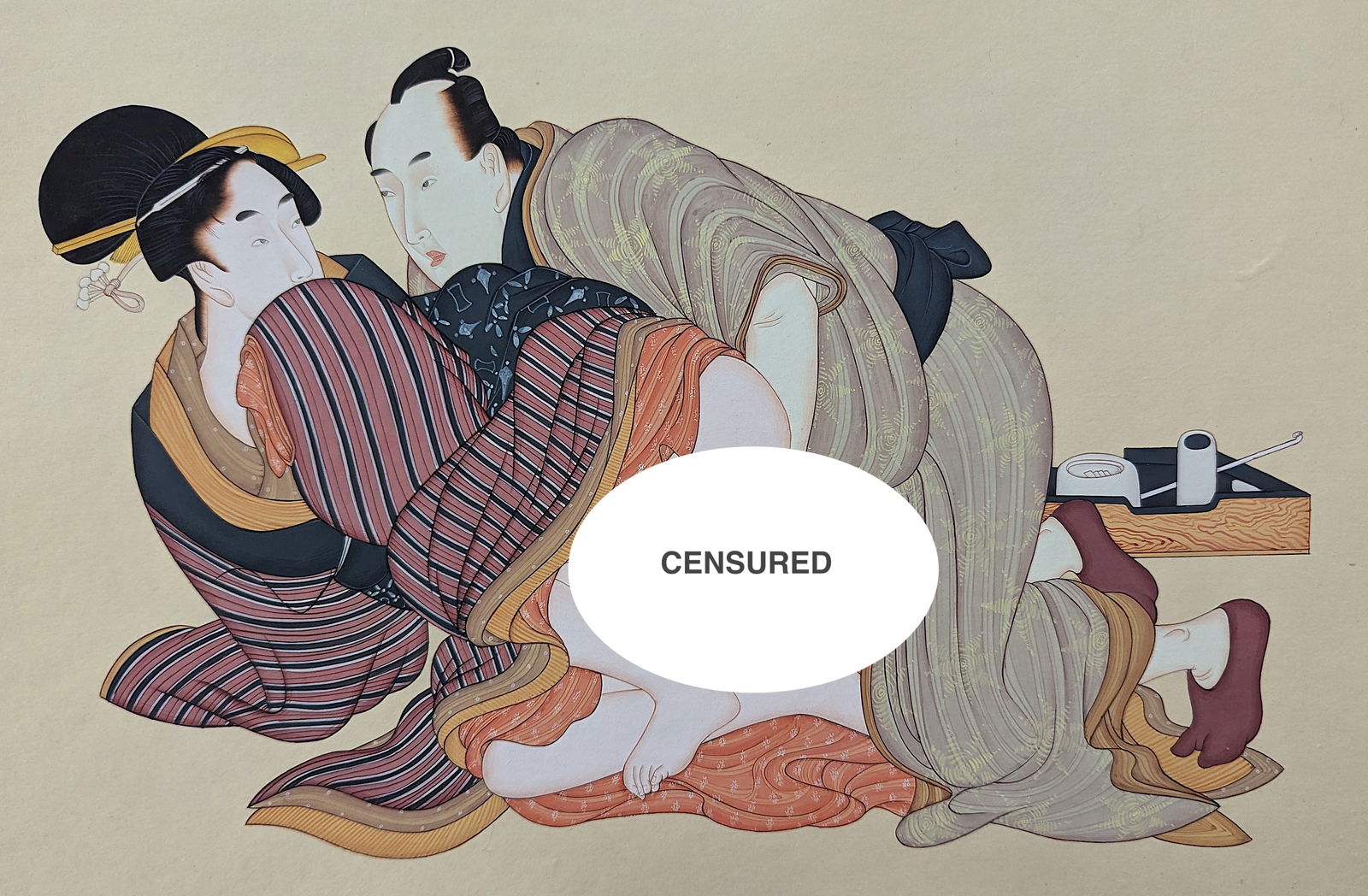 Vintage Original Hand Painted Japanese Shunga Art (1 of 3)