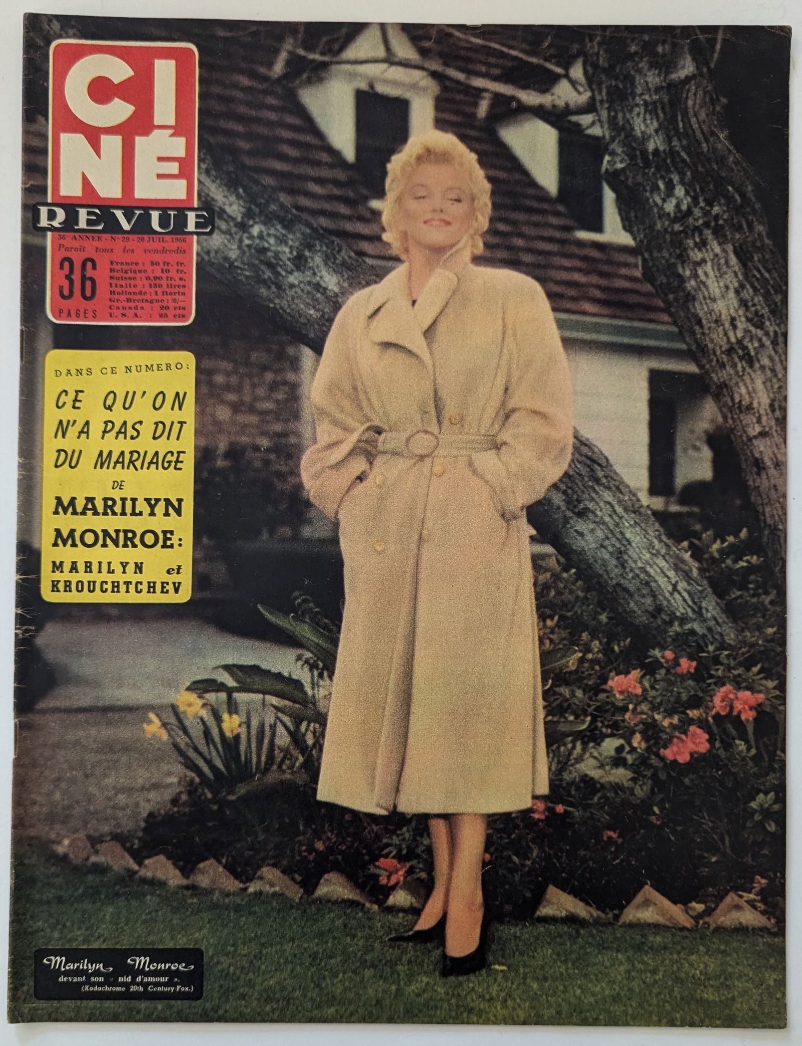 Vintage Used Magazine CINE Revue Marilyn MONROE  1955 (1 of 1)
