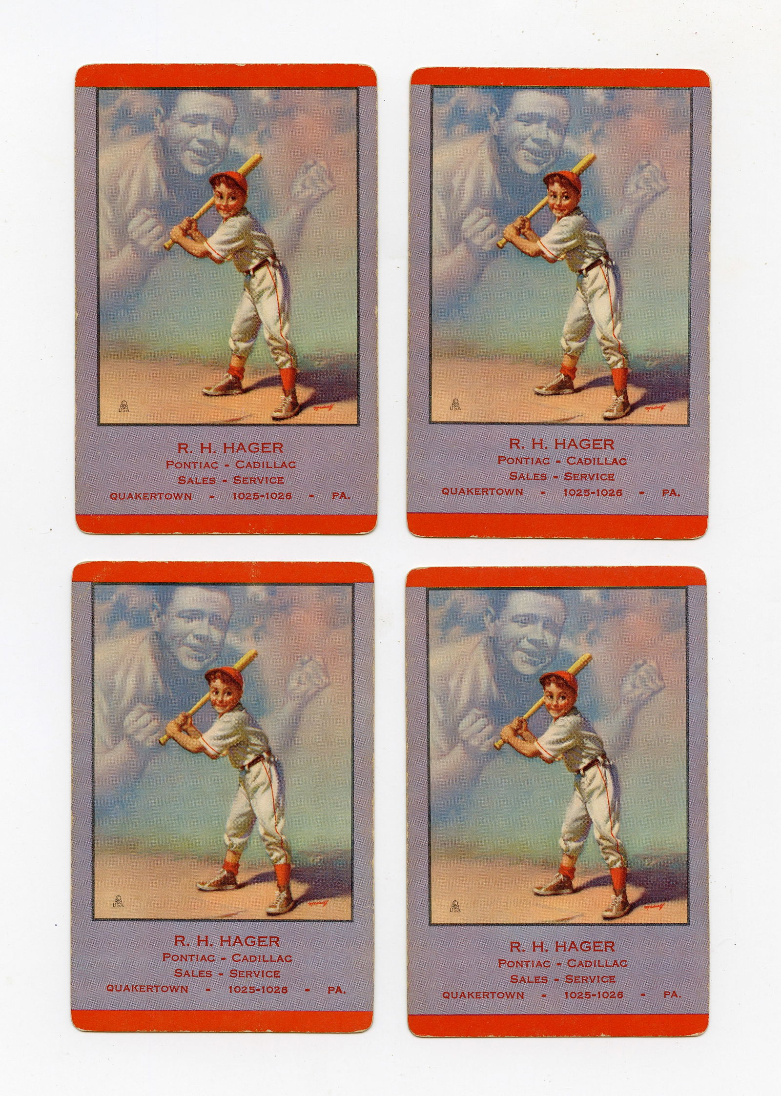 Set 4 Babe Ruth Playing Cards, Brown & Bigelow, 1953 (1 of 2)