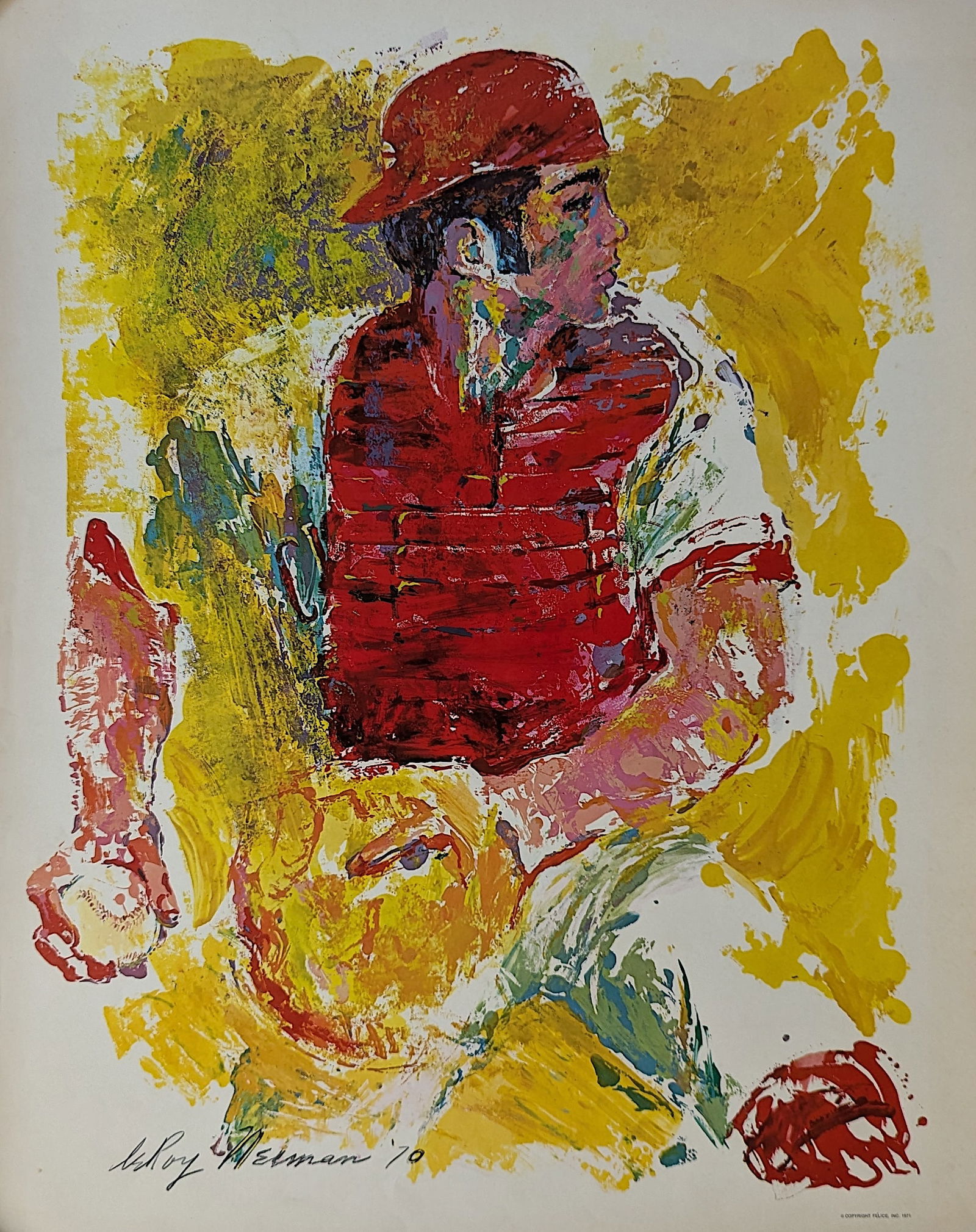 Vintage Poster 1970s LeRoy Neiman "Johnny Bench- The Catcher" (1 of 5)