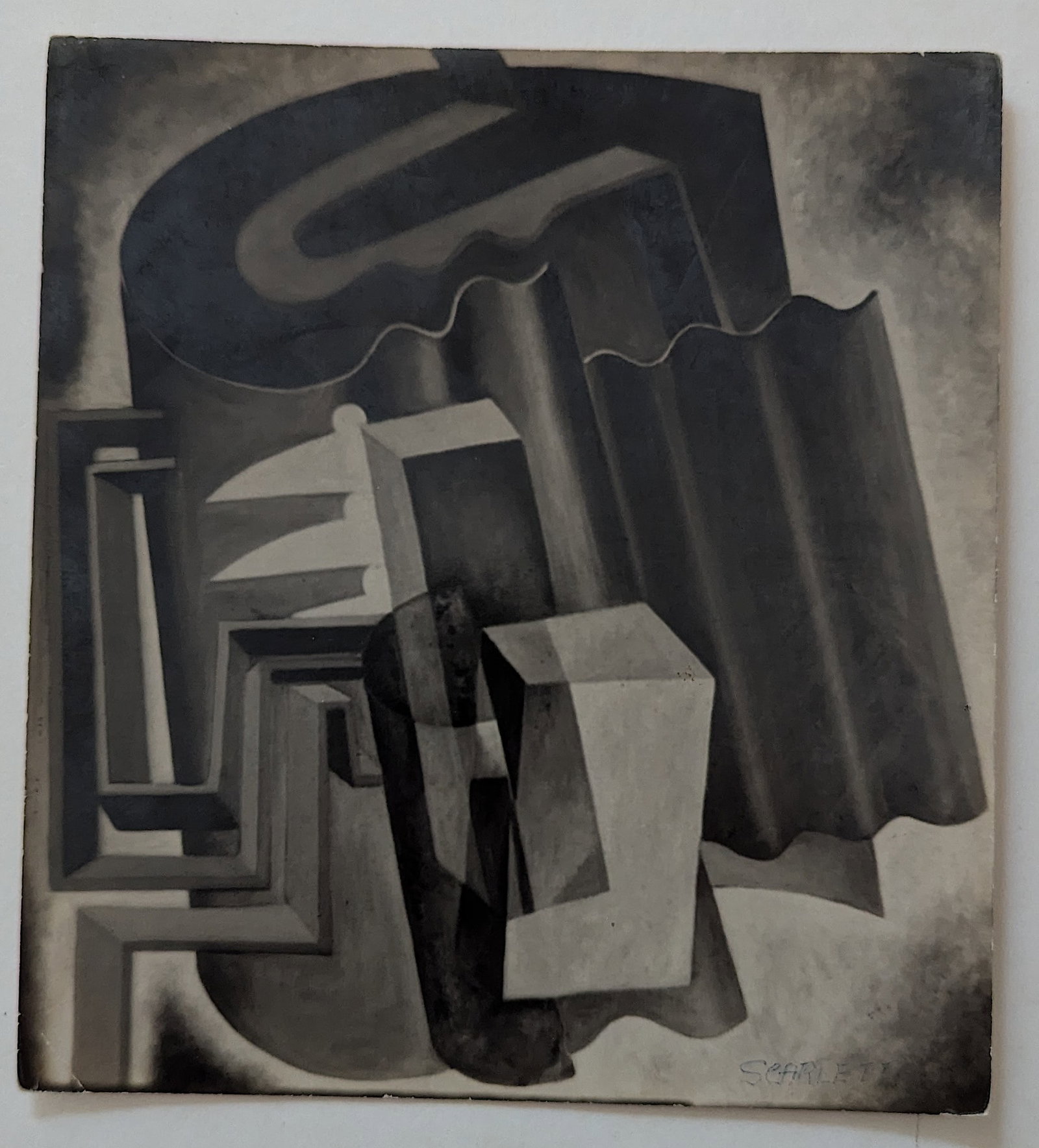 Vintage Photo Painting by Ralph Scarlett, 1928 - 8.5" x 7.75": Photo by Johan Hagemeyer, Pasadena California. This lot is coming from the estate of a collector in RI.. We have included a quality scan to show it's actual condition. This lot is located in Boca Rato