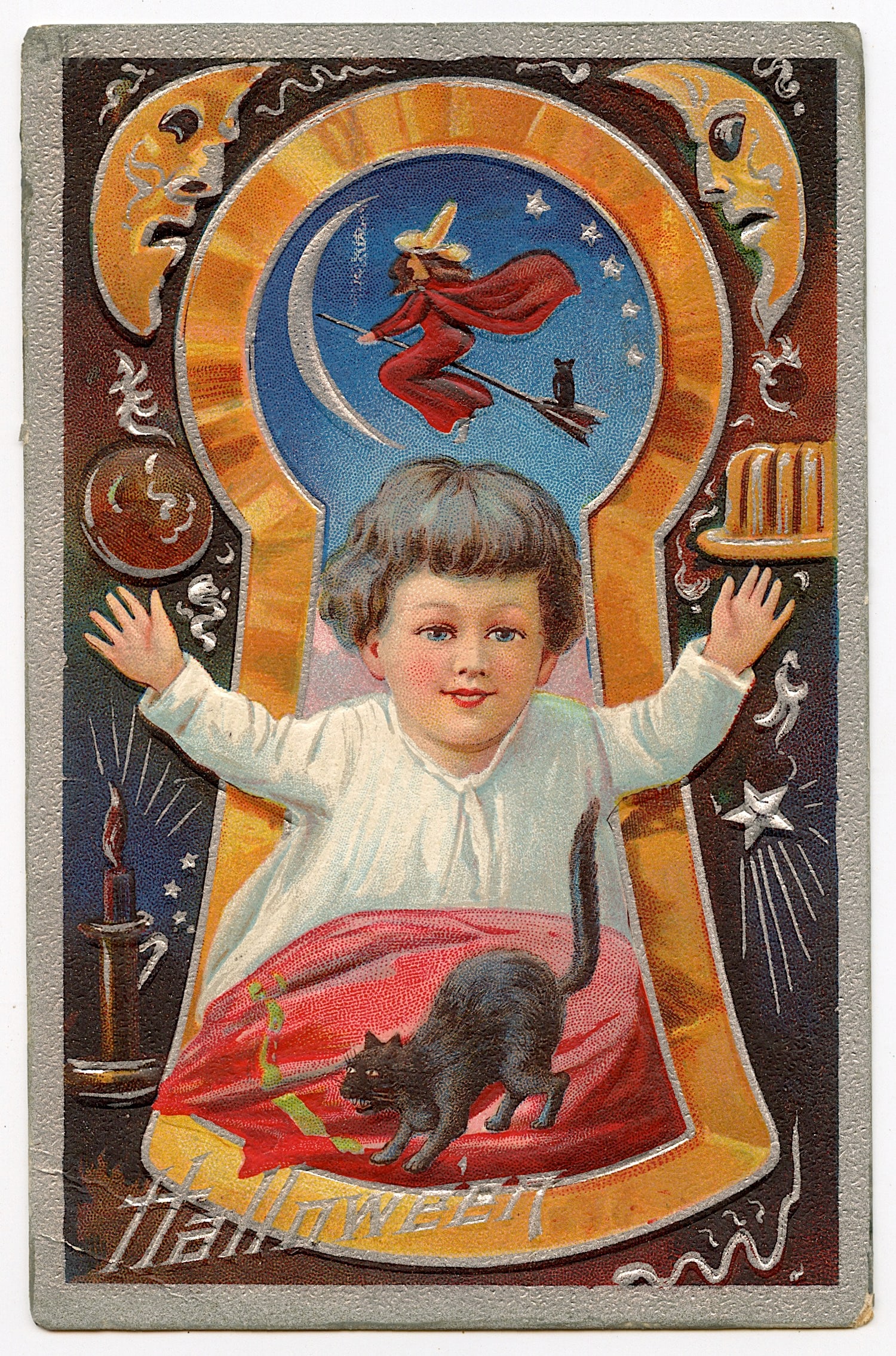 Antique Vintage Scarce Postcard Halloween: This lot is coming from the estate of a collector in PBC. We have included a quality scan to show it's actual condition. The dimensions of a vintage postcard are Approx. 5.5" x 3.5" (small variances c