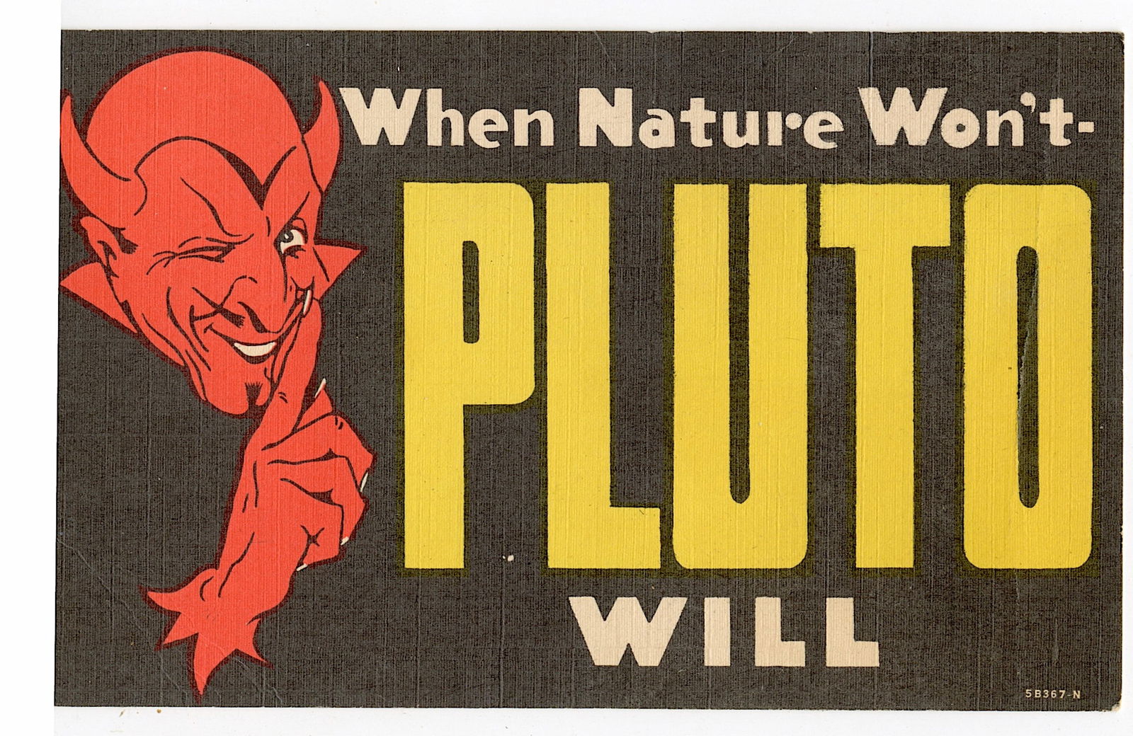 Pluto Water mascot and motto, French Lick, Indiana, circa 1940: This lot is coming from the estate of a collector in PBC. We have included a quality scan to show it's actual condition. The dimensions of a vintage postcard are Approx. 5.5" x 3.5" (small variances c