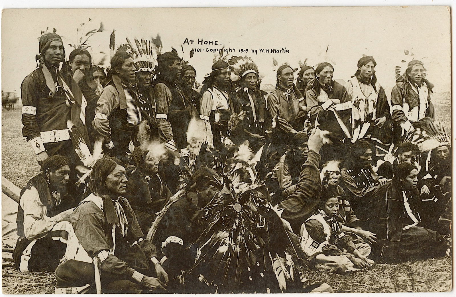Vintage Real Photo Postcard Indians by W. H. Martin Ca. 1909: The provenance of this lot is from a quality collector in LA, California. We have included a quality scan to show it's actual condition. The dimensions of a vintage postcard are Approx. 5.5" x 3.5" (s