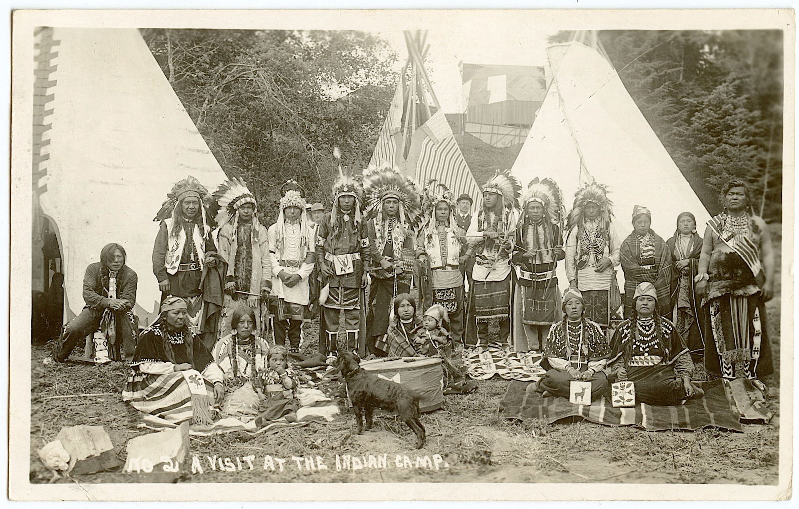 Vintage Real Photo Postcard Indian Camp 1900s (1 of 2)