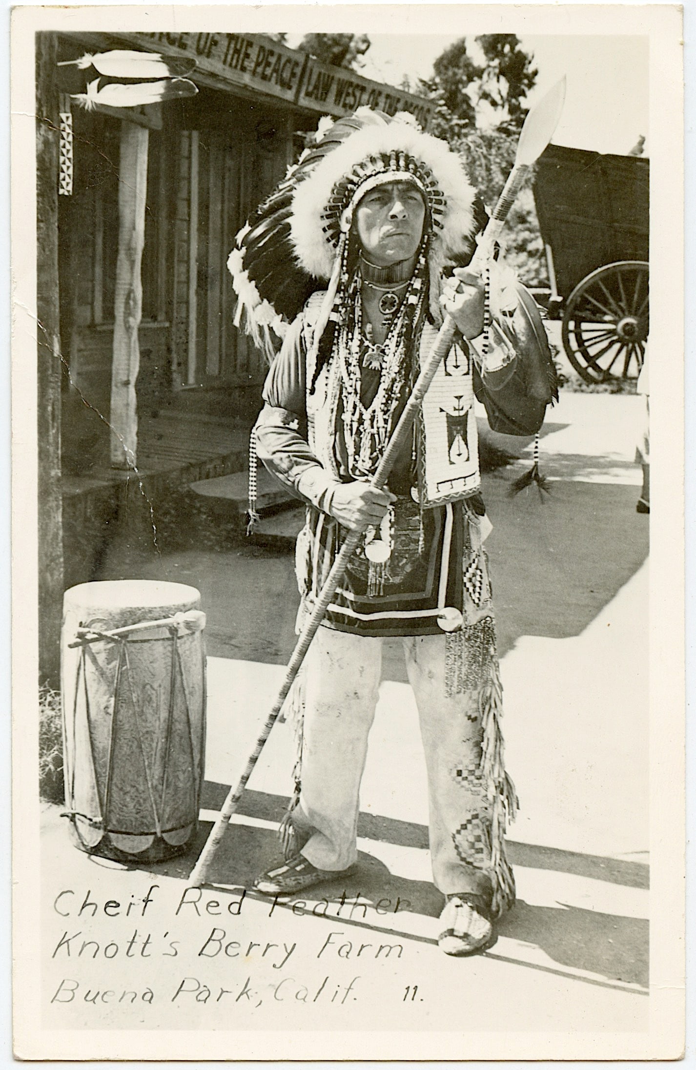 Vintage Real Photo Postcard Chief Red Peather CA (1 of 2)