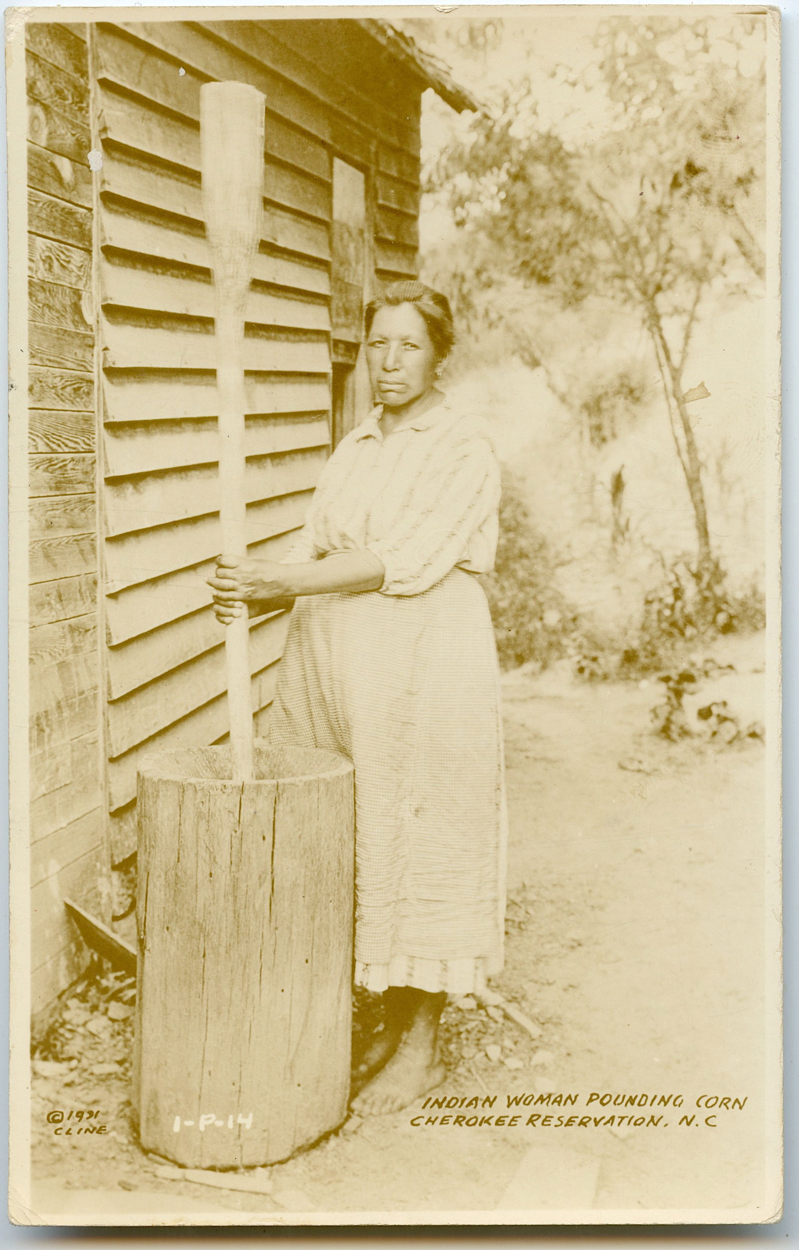 Vintage Real Photo Postcard Pounding Corn Cherokee Reservation N.C.: The provenance of this lot is from a quality collector in LA, California. We have included a quality scan to show it's actual condition. The dimensions of a vintage postcard are Approx. 5.5" x 3.5" (s