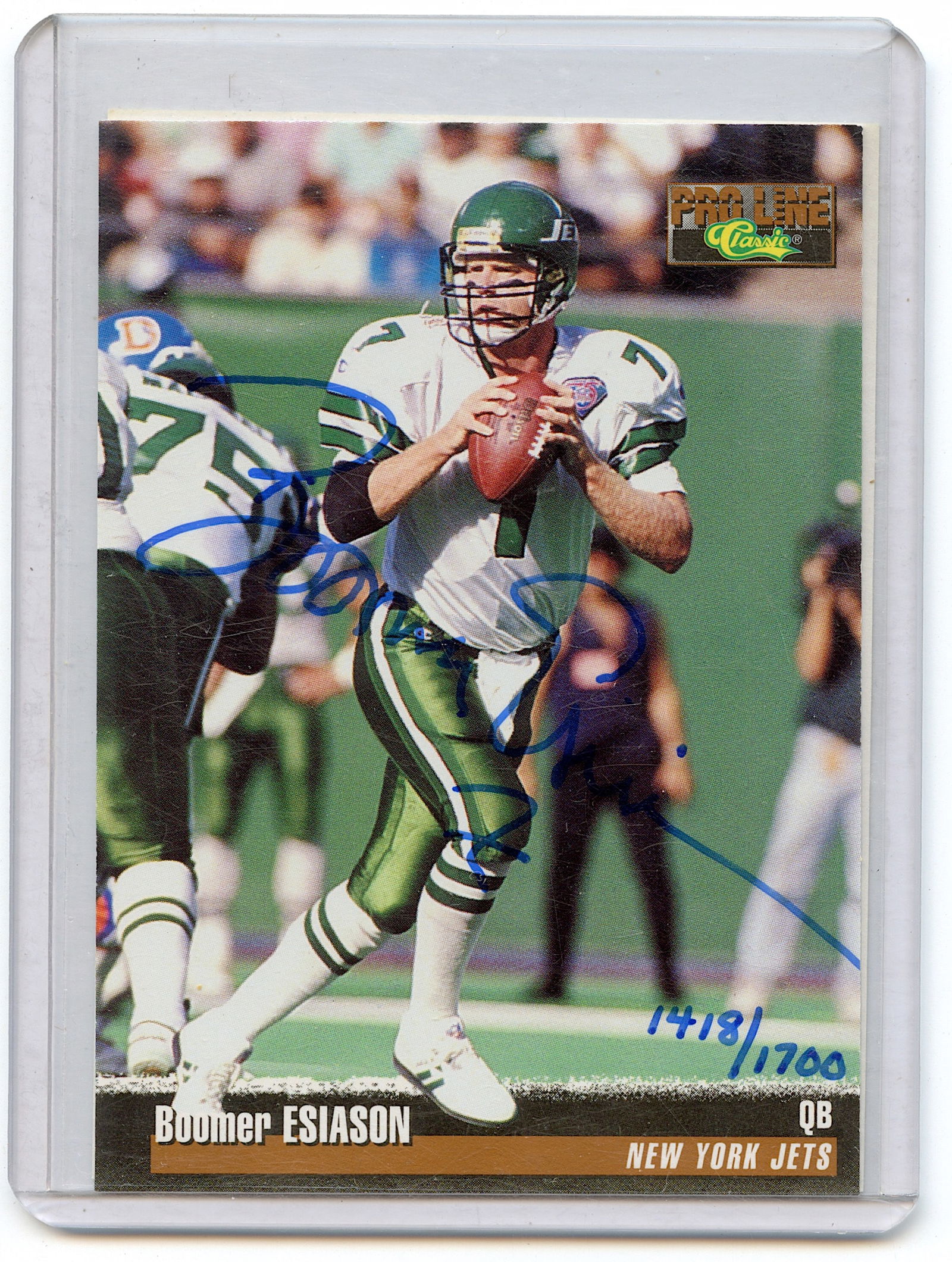 1995 Autographed Pro Line Football Card #230 Boomer Esiason New York Jets (1 of 2)