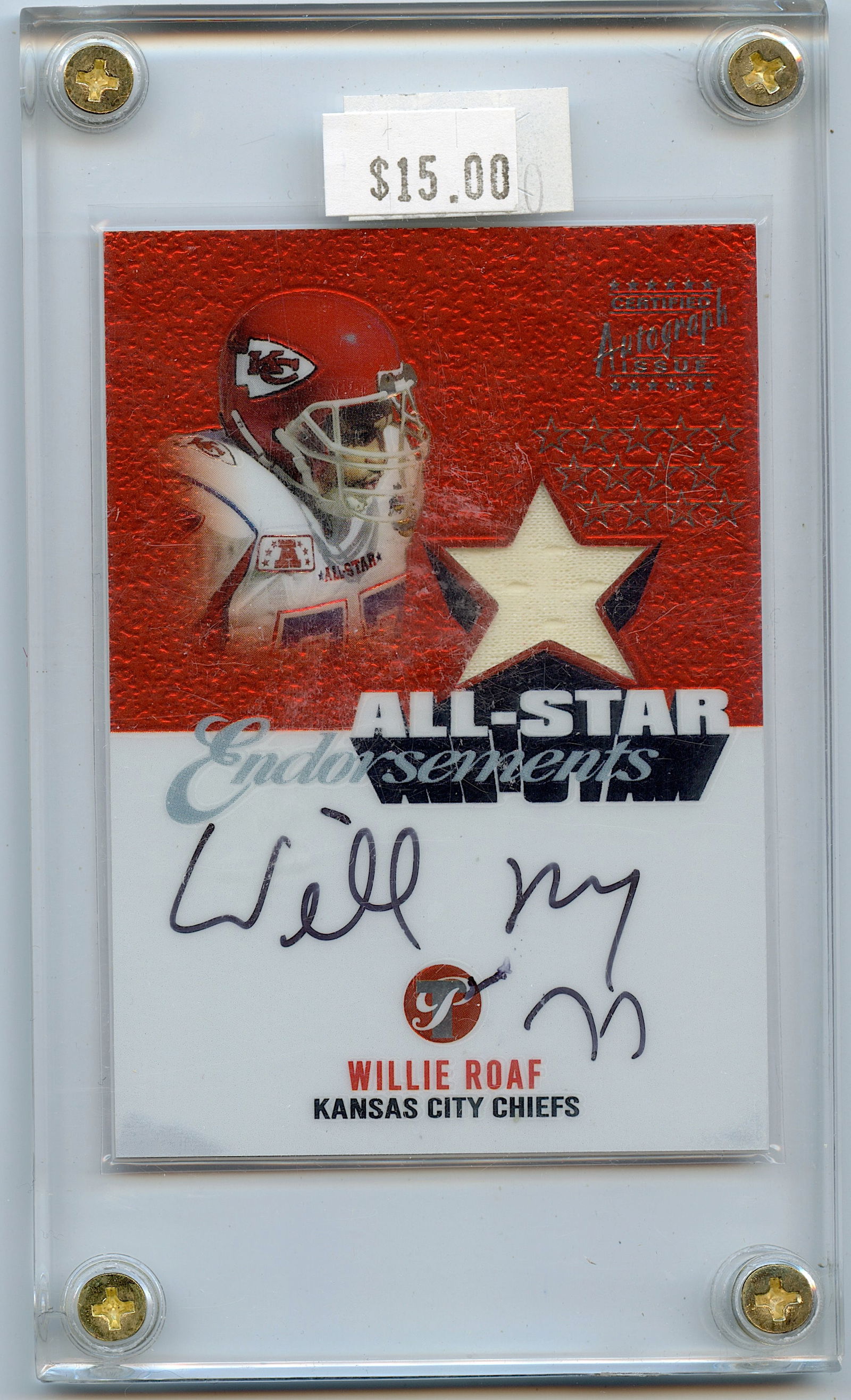2003 Pristine All Star Endorsements Willie Roaf Auto Game Used Jersey Chiefs (1 of 2)