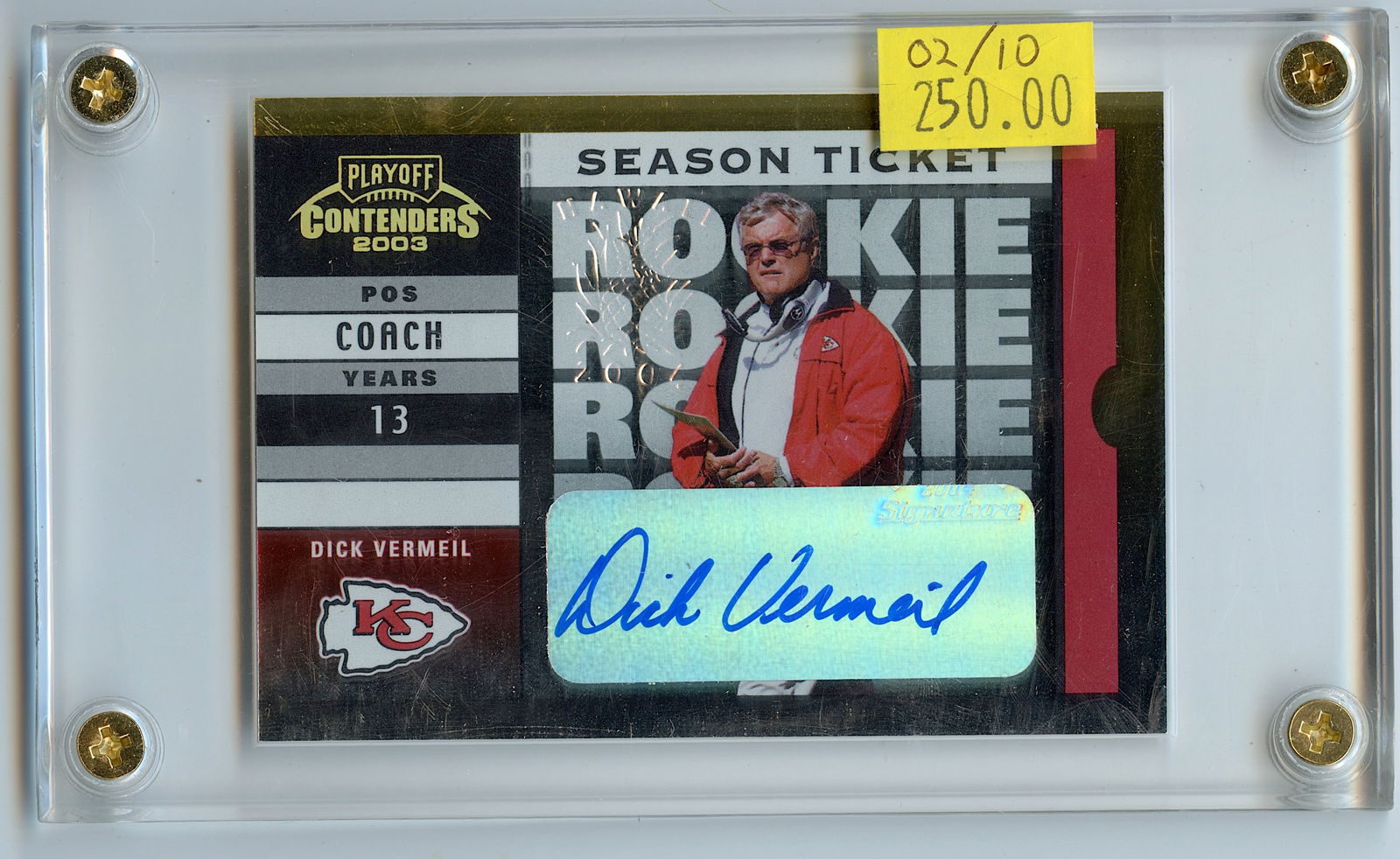 2003 Dick Vermeil Autographed 02/10 PlayOff (1 of 2)