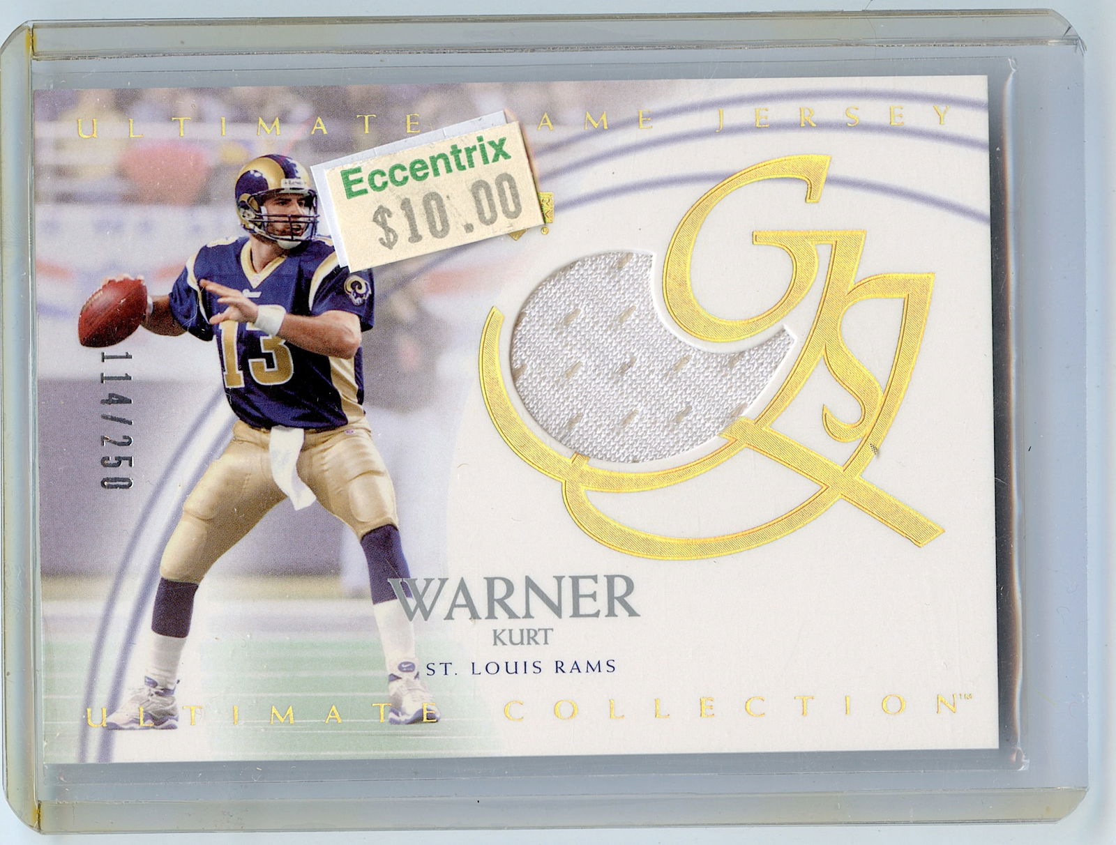 2003 Warner Kurt Upper Deck Piece Jersey Worn 114/250 St. Louis Rams (1 of 2)