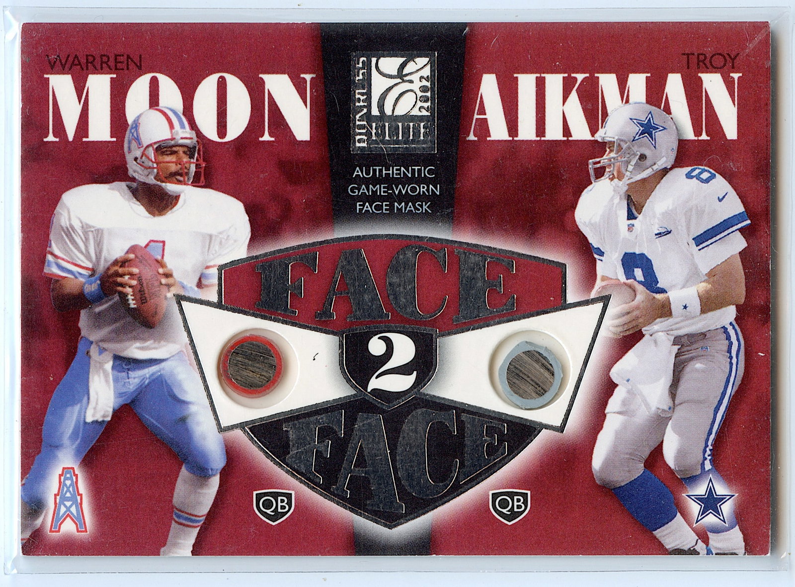 2002 Warren Moon - Try Aikeman Game Worn Welmet 101/350 Donruss: The provenance of this lot is from a quality collector in LA, California. We have included a quality scan to show it's actual condition.. This lot is located in Boca Raton, Fl and its shipment will be
