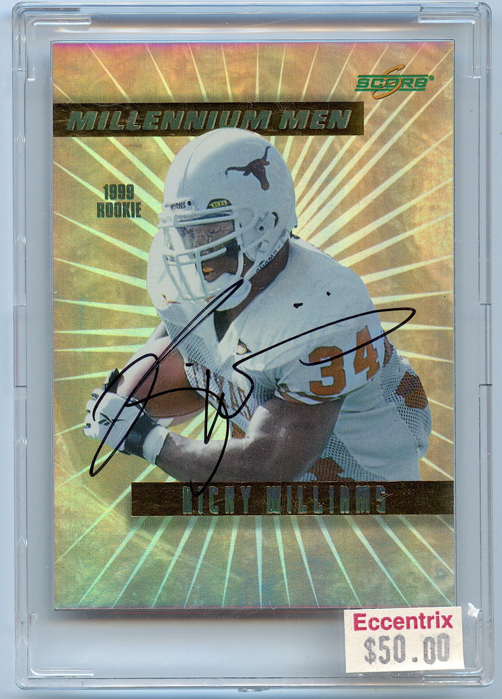 1999 Ricky Williams 0063/1000 Score Autographed: The provenance of this lot is from a quality collector in LA, California. We have included a quality scan to show it's actual condition.. This lot is located in Boca Raton, Fl and its shipment will be