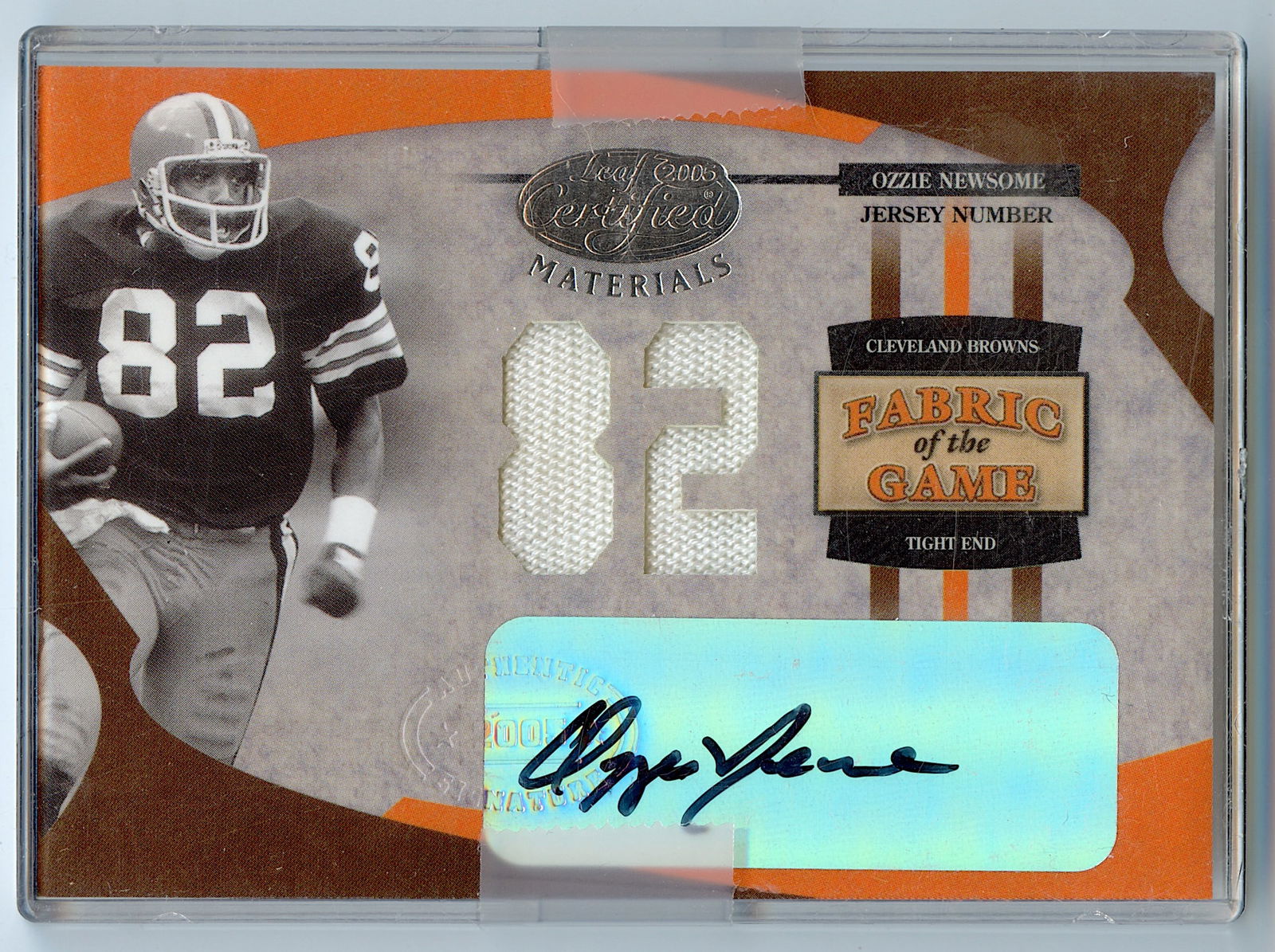2005 CERTIFIED OZZIE NEWSOME AUTO JERSEY /82 JERSEY NUMBER FOTG HOF (1 of 2)