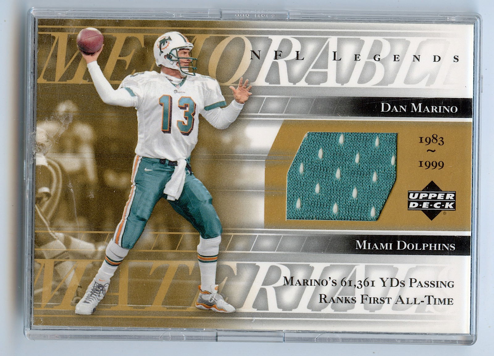2001 Upper Deck NFL Legends Memorable Materials Dan Marino Jersey (1 of 2)