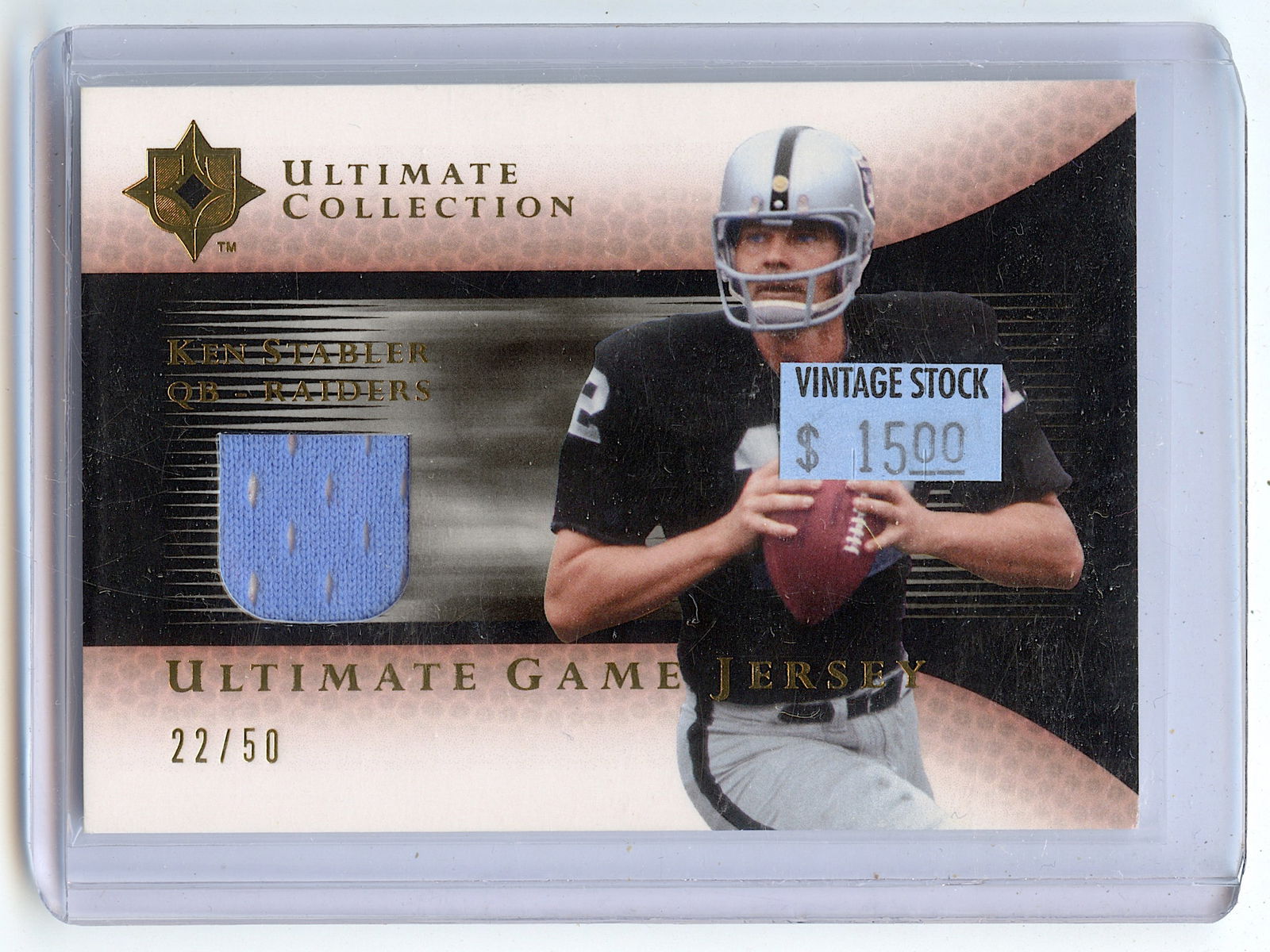 2005 Ken Stabler Game Jersey Card Upper Deck 22/50 (1 of 2)