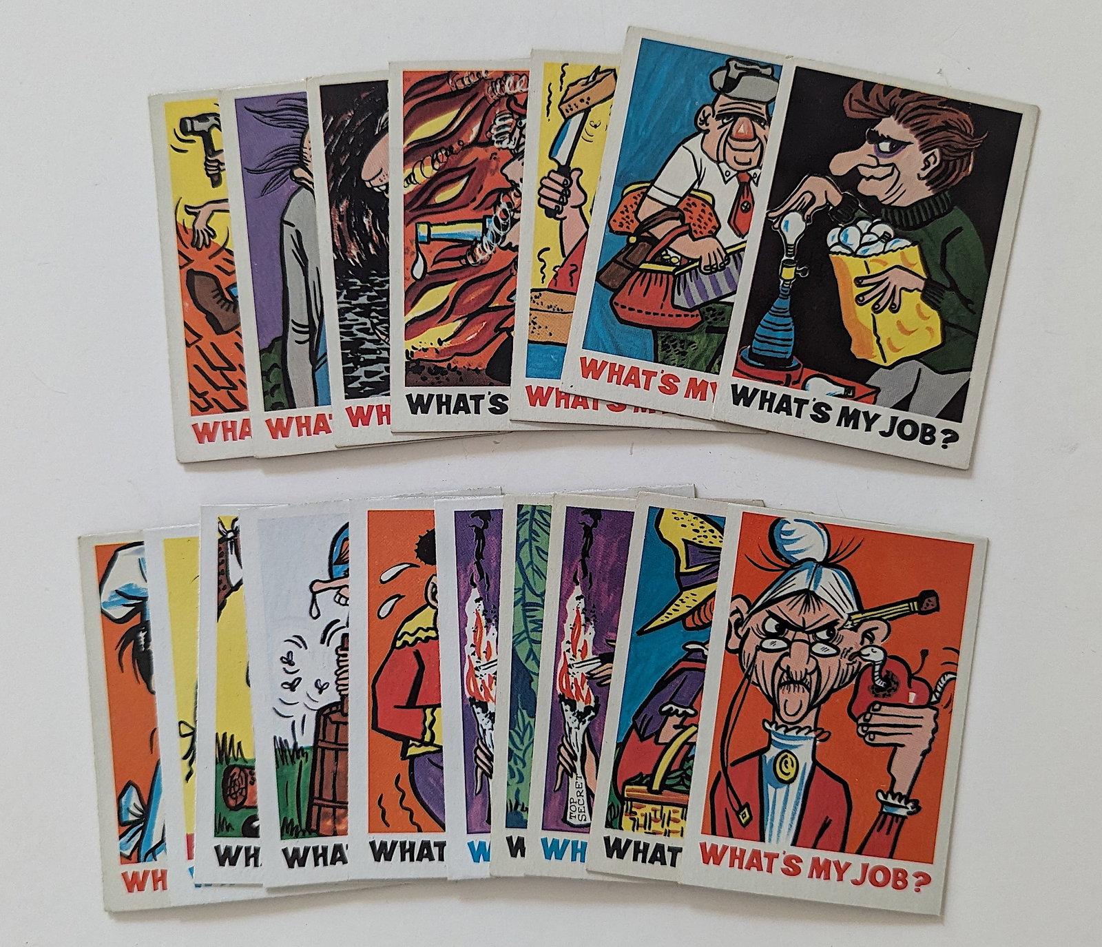 1965 Leaf WHAT'S MY JOB? Cards set (+/-) 20 Cards: The provenance of this lot is from a quality collector in LA, California. We have included a quality scan to show it's actual condition. This lot is located in Boca Raton, Fl and its shipment will be 