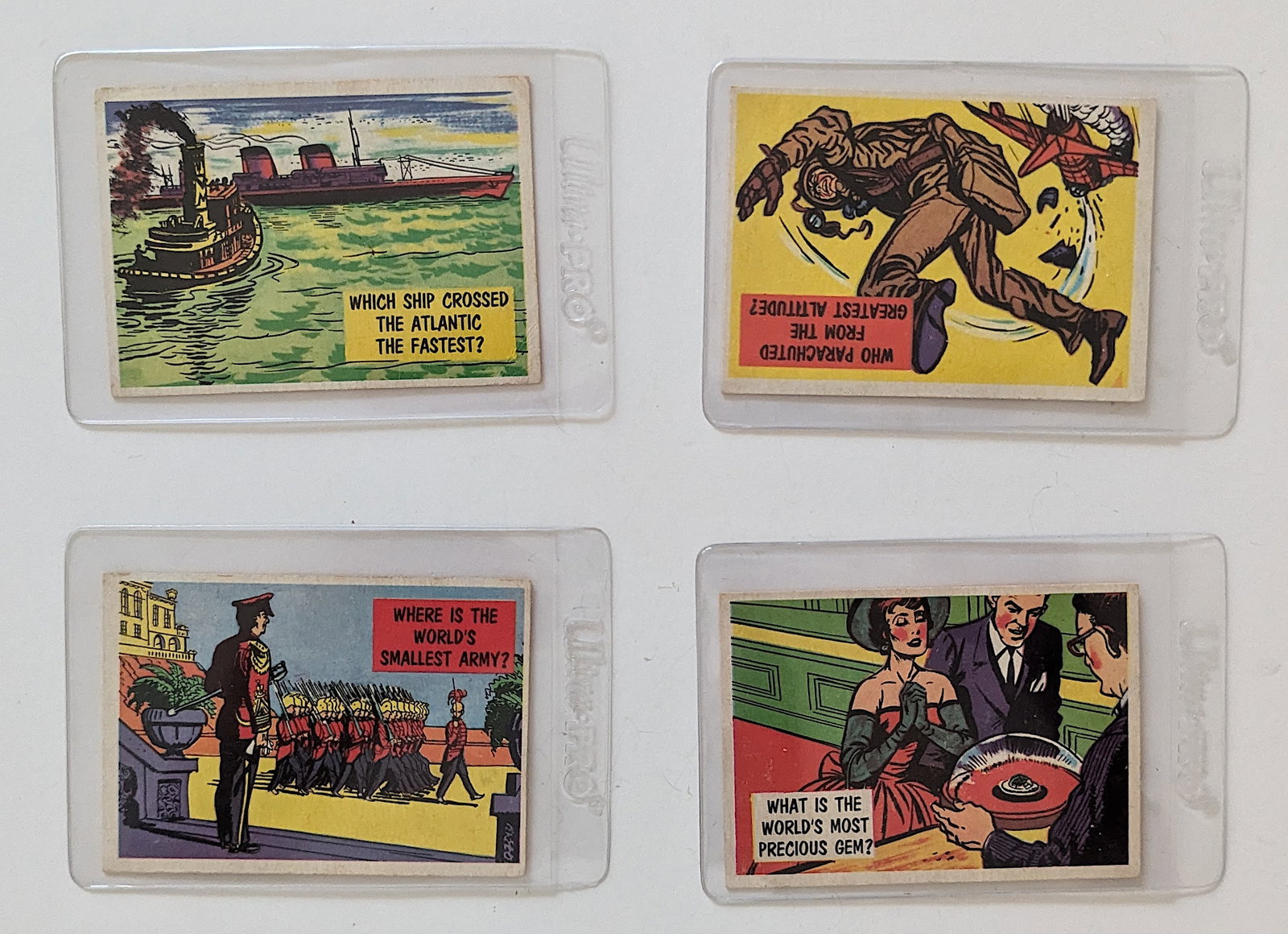 1957 Topps Isolation Booth Tradecards Lot 4 Unds: The provenance of this lot is from a quality collector in LA, California. We have included a quality scan to show it's actual condition. This lot is located in Boca Raton, Fl and its shipment will be 