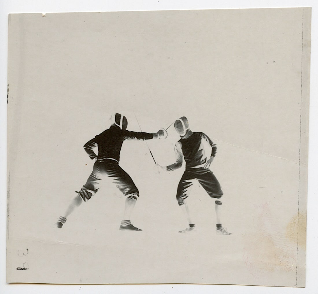 Original Photography by HERB FLATOW Serie Foil Fencing, Contact: This lot is coming from the estate of a collector in RI. We have included a quality scan to show it's actual condition. The dimensions are Approx. 3.5" x 3.25" (some variances can occur). This lot is 
