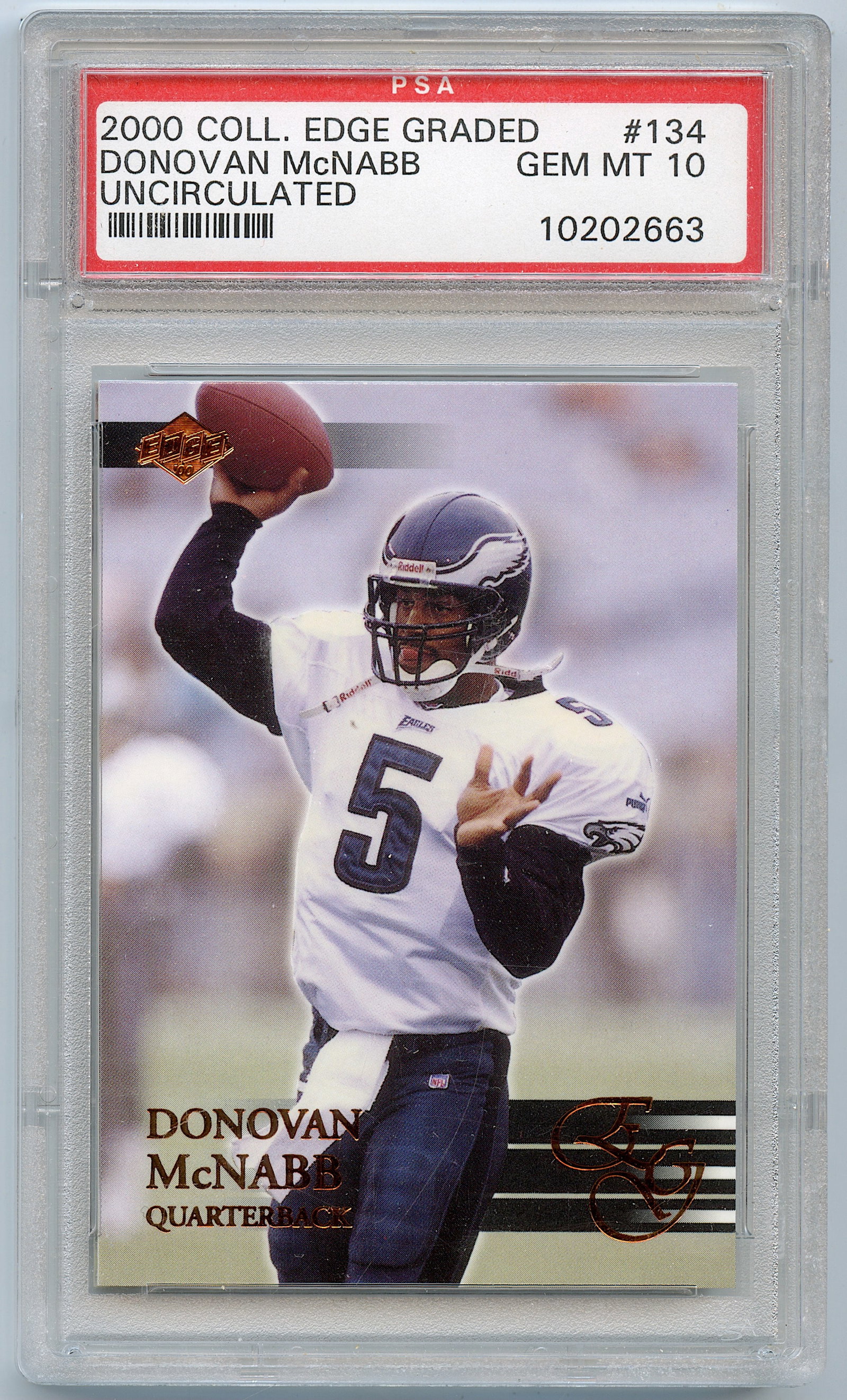 DONOVAN McNabb Uncirculated GEM MT 10 #134 2000 Coll. Edge Graded PSA (1 of 2)