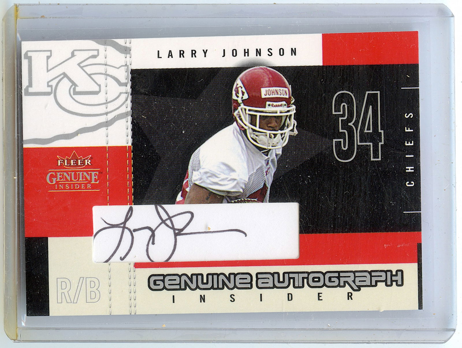2003 FLEER GENUINE #AI-LJ LARRY JOHNSON AUTOGRAPH: The provenance of this lot is from a quality collector in LA, California. We have included a quality scan to show it's actual condition.. This lot is located in Boca Raton, Fl and its shipment will be