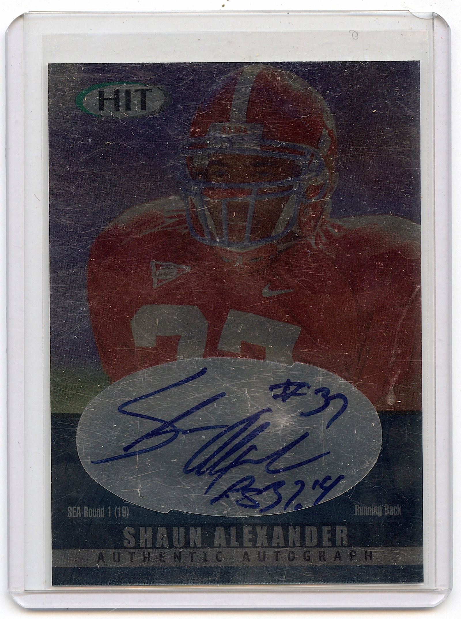 2000 Sage Hit Football Shaun Alexander Rookie Auto RC Seattle Seahawks (1 of 2)