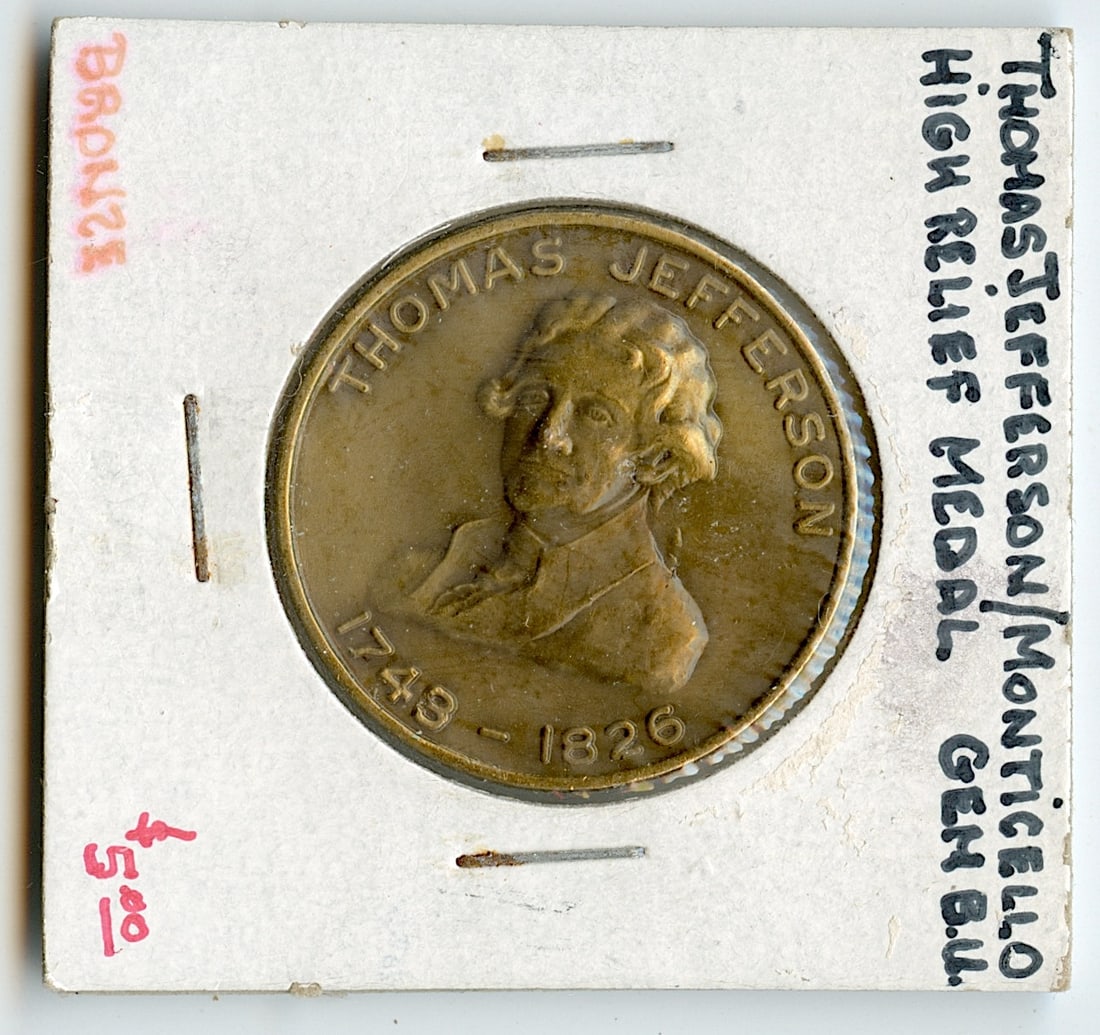 Rare Vintage Scarce Medal / Coin Collectors Thomas Jefferson (1 of 2)