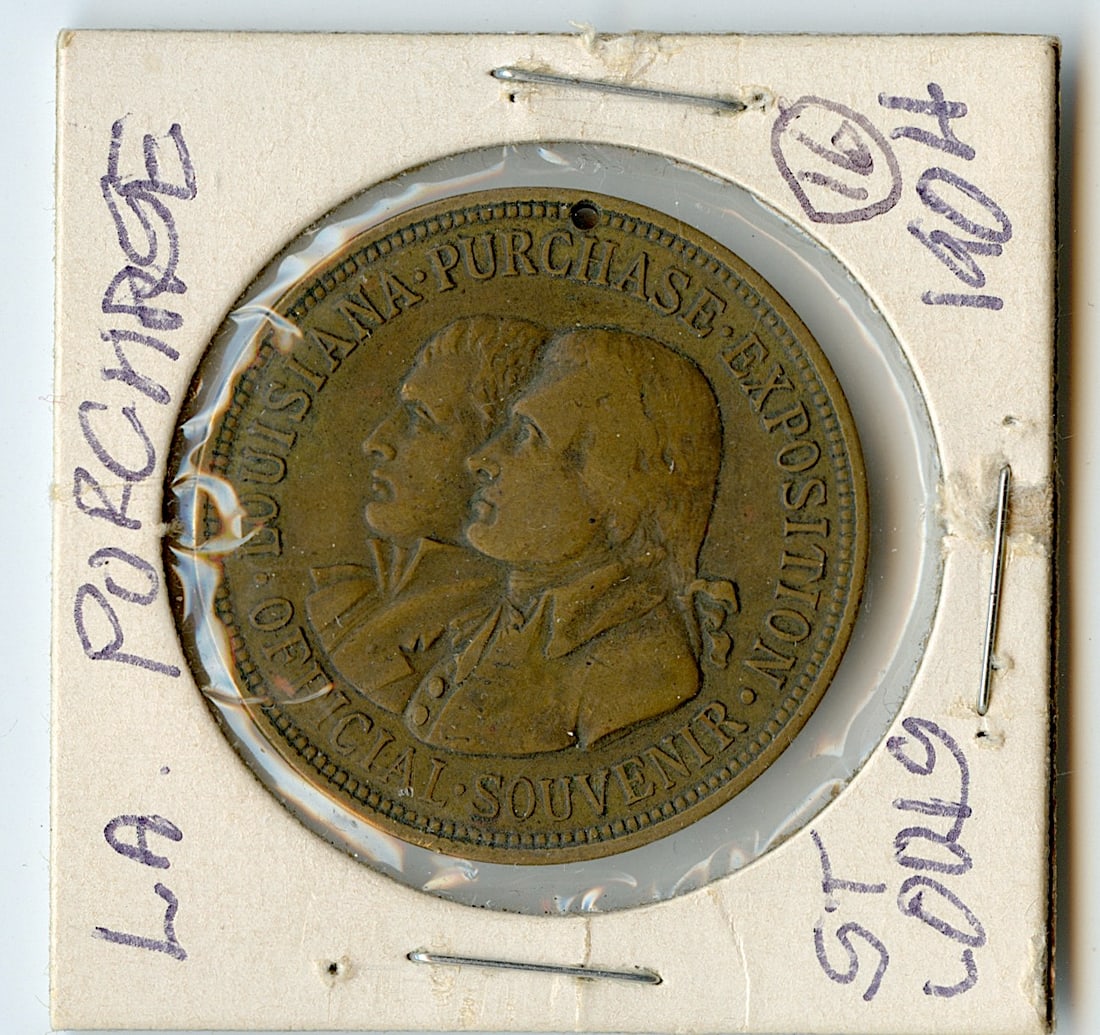 Rare Vintage Scarce Medal / Coin Collectors Louisiana Purchase Exposition: The provenance of this lot is from a quality collector in LA, California. We have included a quality scan to show it's actual condition. This lot is located in Boca Raton, Fl and its shipment will be 
