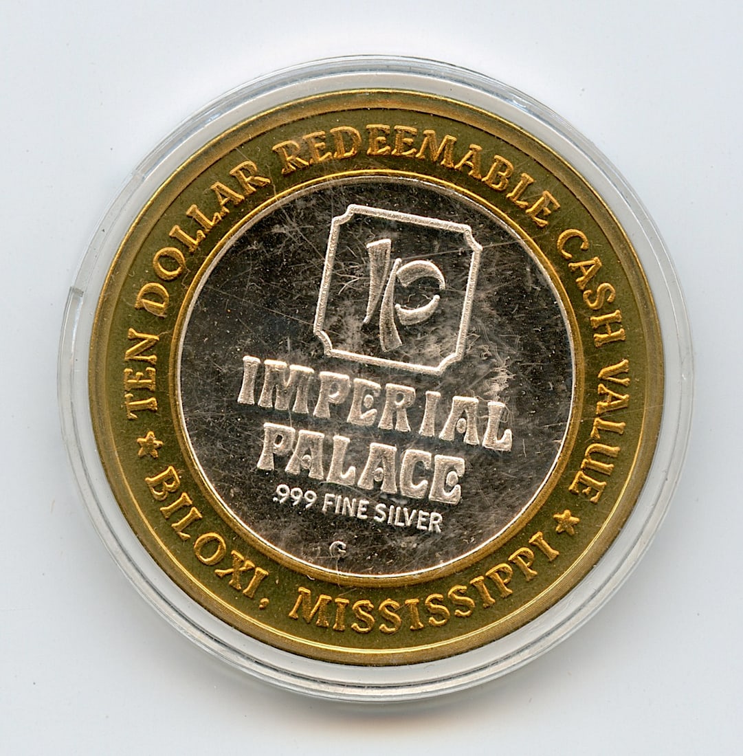 Vintage Limited Ed. $10 Collectors Silver Gaming Token: This vintage Gaming Silver token is coming from the estate of a deceased collector in Miami. It has approximately 1/2 oz .999 Silver and the vintage design can be rare and difficult to find adding a c