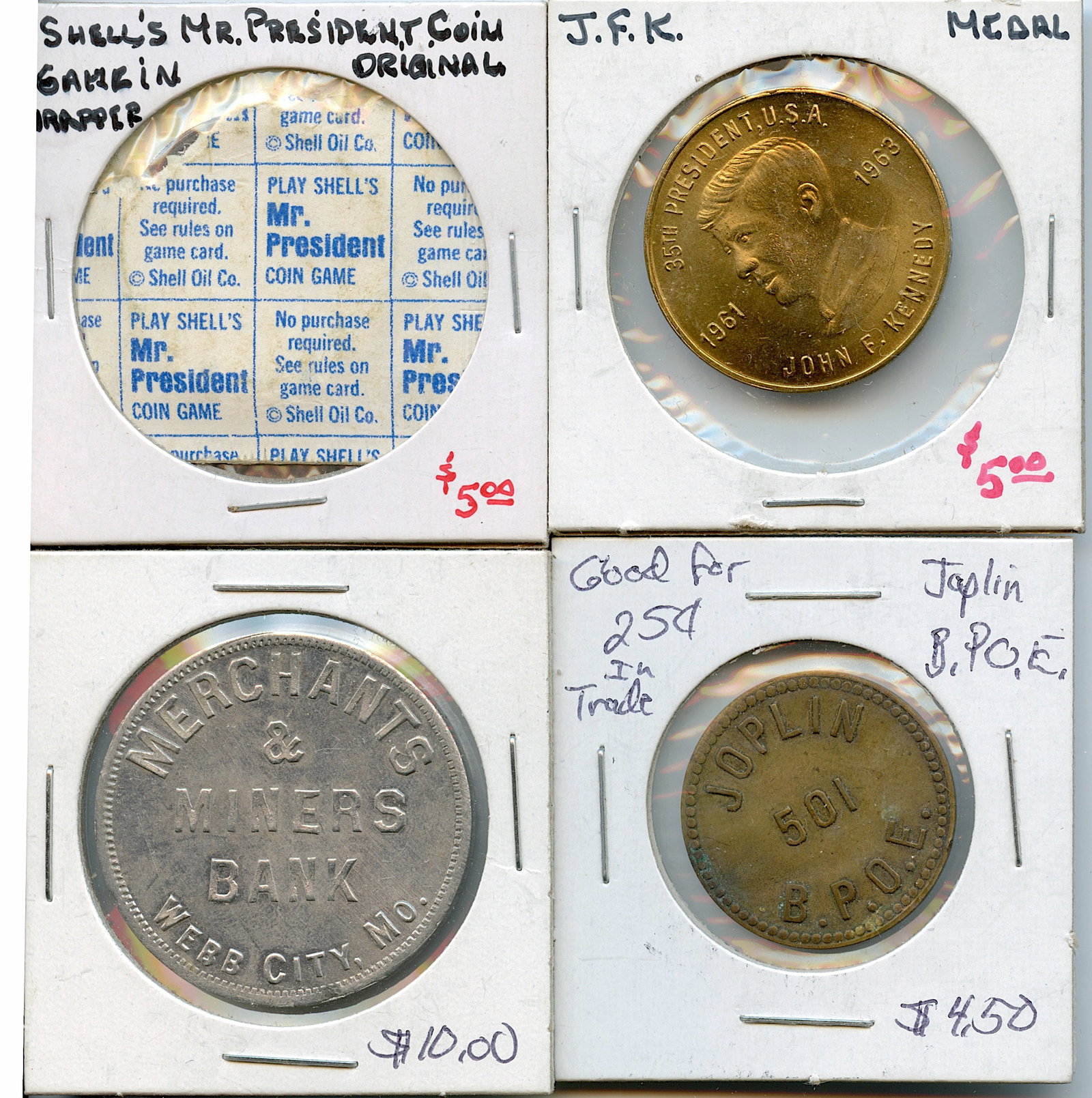 Vintage Set 4 Scarce Medal / Coin / Token Collectors Opportunity: The provenance of this lot is from a quality collector in LA, California. We have included a quality scan to show it's actual condition. We have included quality scans to show it's actual condition. T