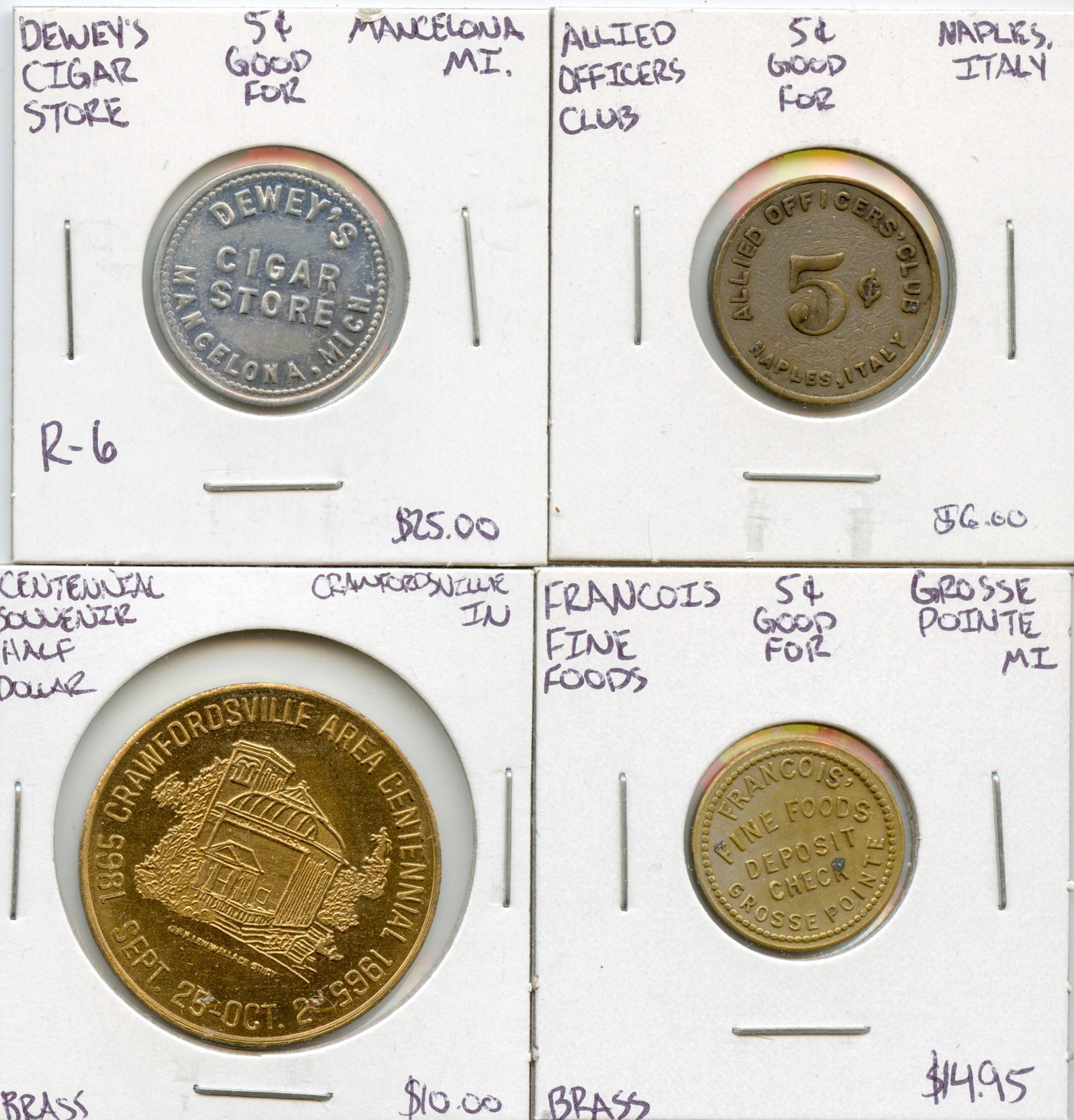 Vintage Set 4 Scarce Medal / Coin / Token Collectors Opportunity: The provenance of this lot is from a quality collector in LA, California. We have included a quality scan to show it's actual condition. We have included quality scans to show it's actual condition. T