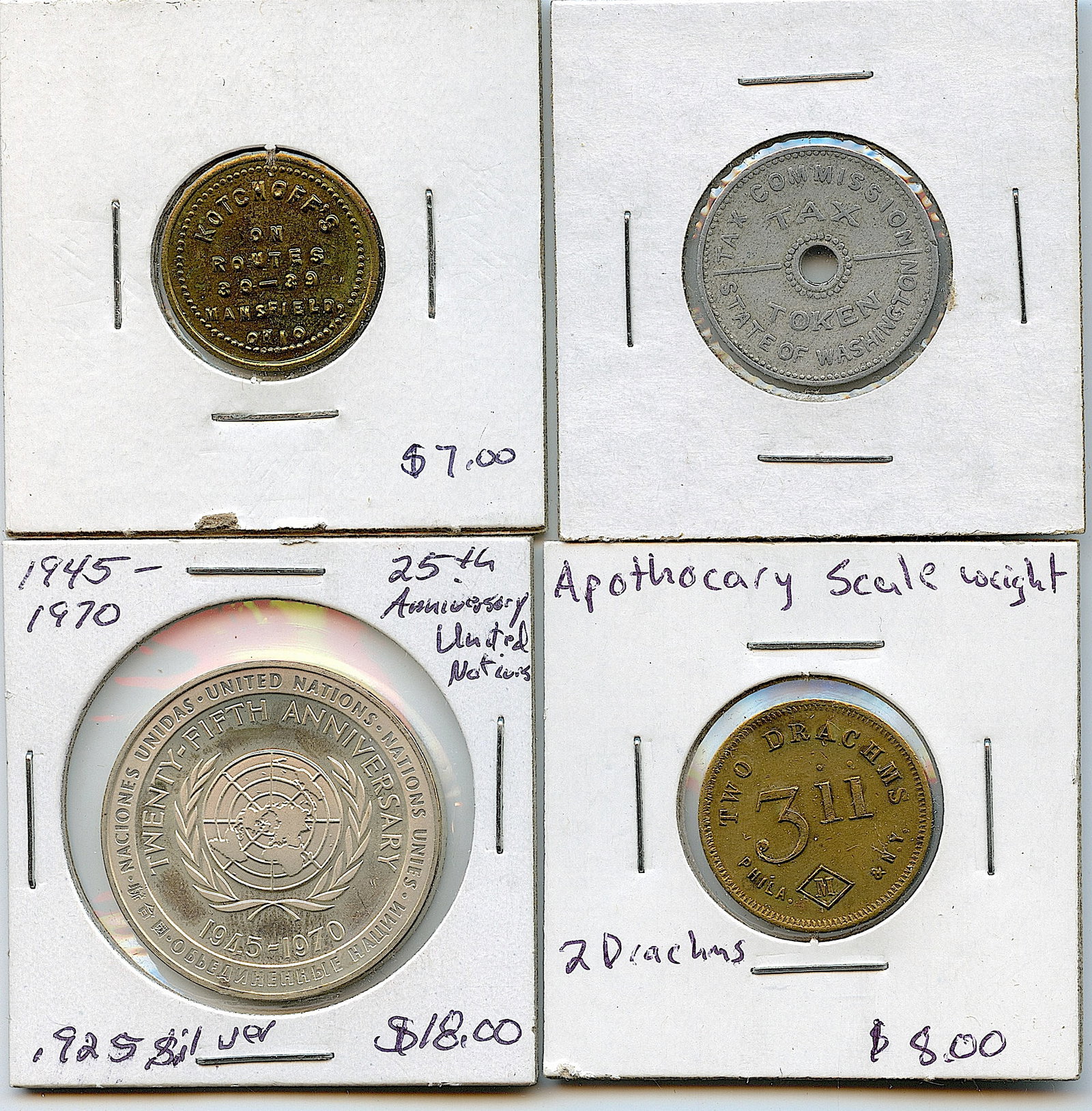 Vintage Set 4 Scarce Medal / Coin / Token Collectors Opportunity: The provenance of this lot is from a quality collector in LA, California. We have included a quality scan to show it's actual condition. We have included quality scans to show it's actual condition. T