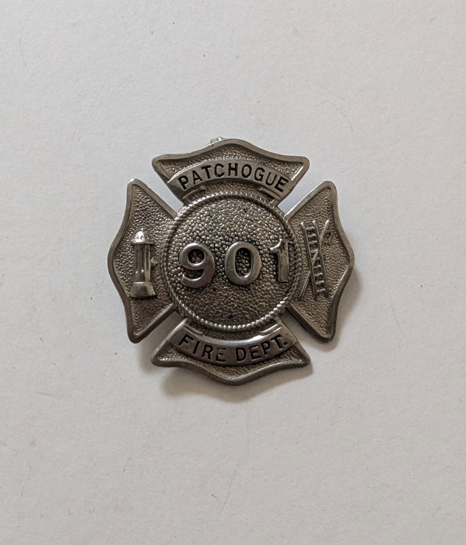Antique Rare Original Patchogue Fire Dept. Badge 0.5oz (1 of 2)