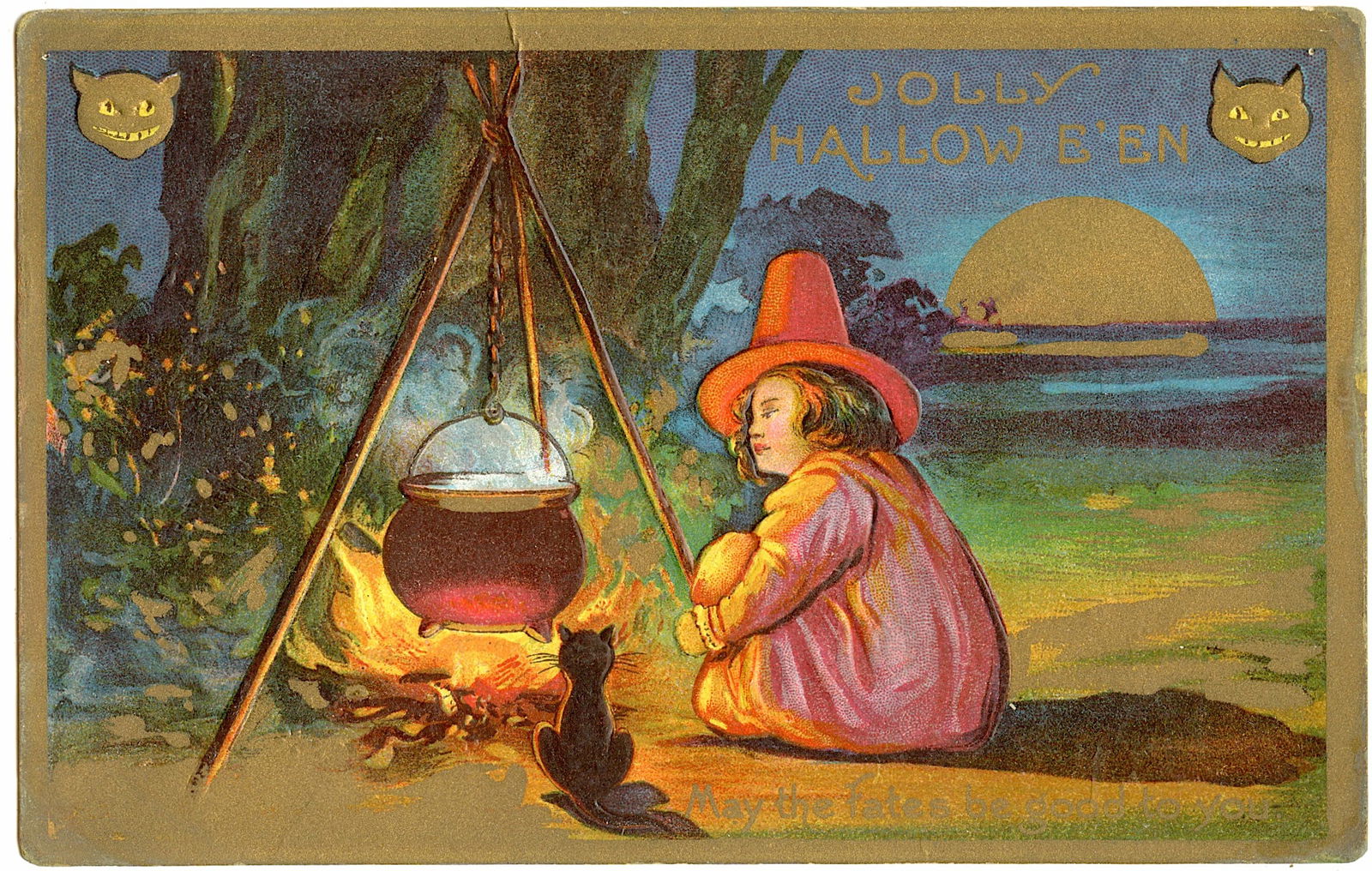 Antique Vintage Rare Scarce Postcard Halloween Collectors: Provenance from a PBC Collector. We have included quality scans to show it's actual condition. The dimensions of an antique postcard are Approx. 5.5"x 3.5" (small variances can occur). This lot is loc