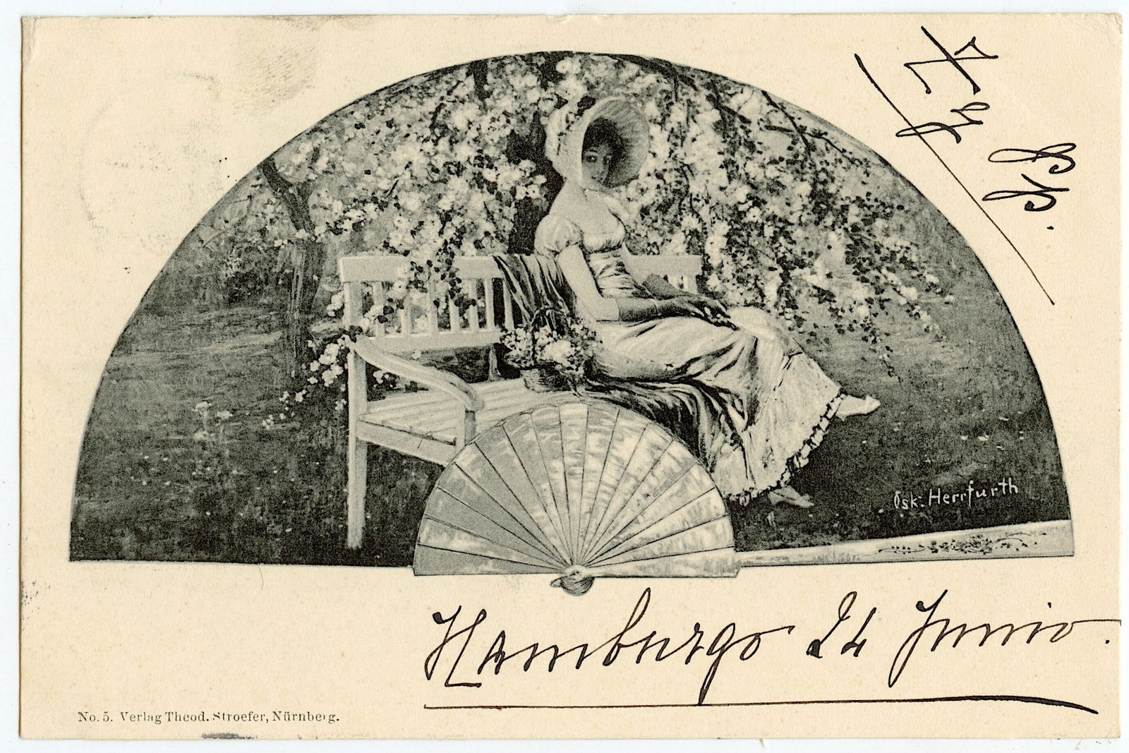 Antique Rare Postcard French Art Nouveau , Signed 1901 (1 of 2)